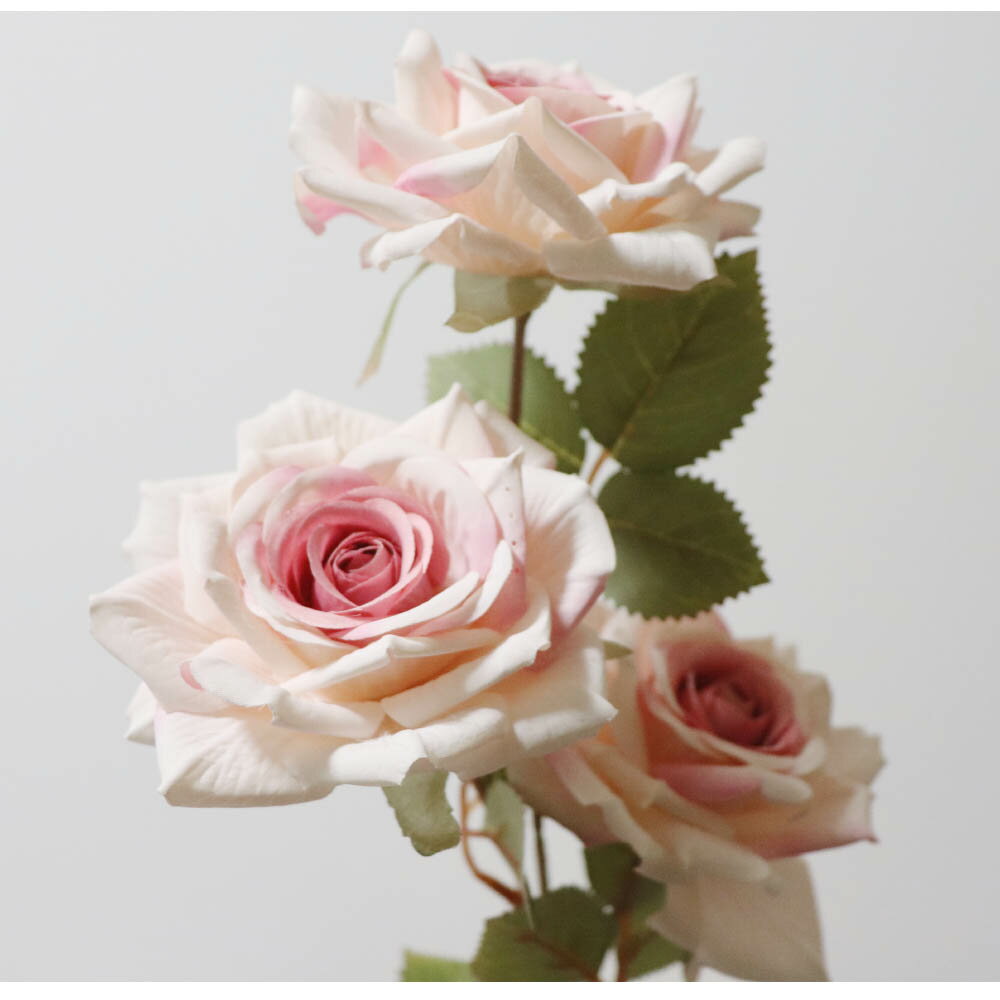 Rakuten - バラ　薔薇　造花　1本（花3輪）　フェイクグリーン　ギフト・プレゼント　カラー：ピンクホワイト