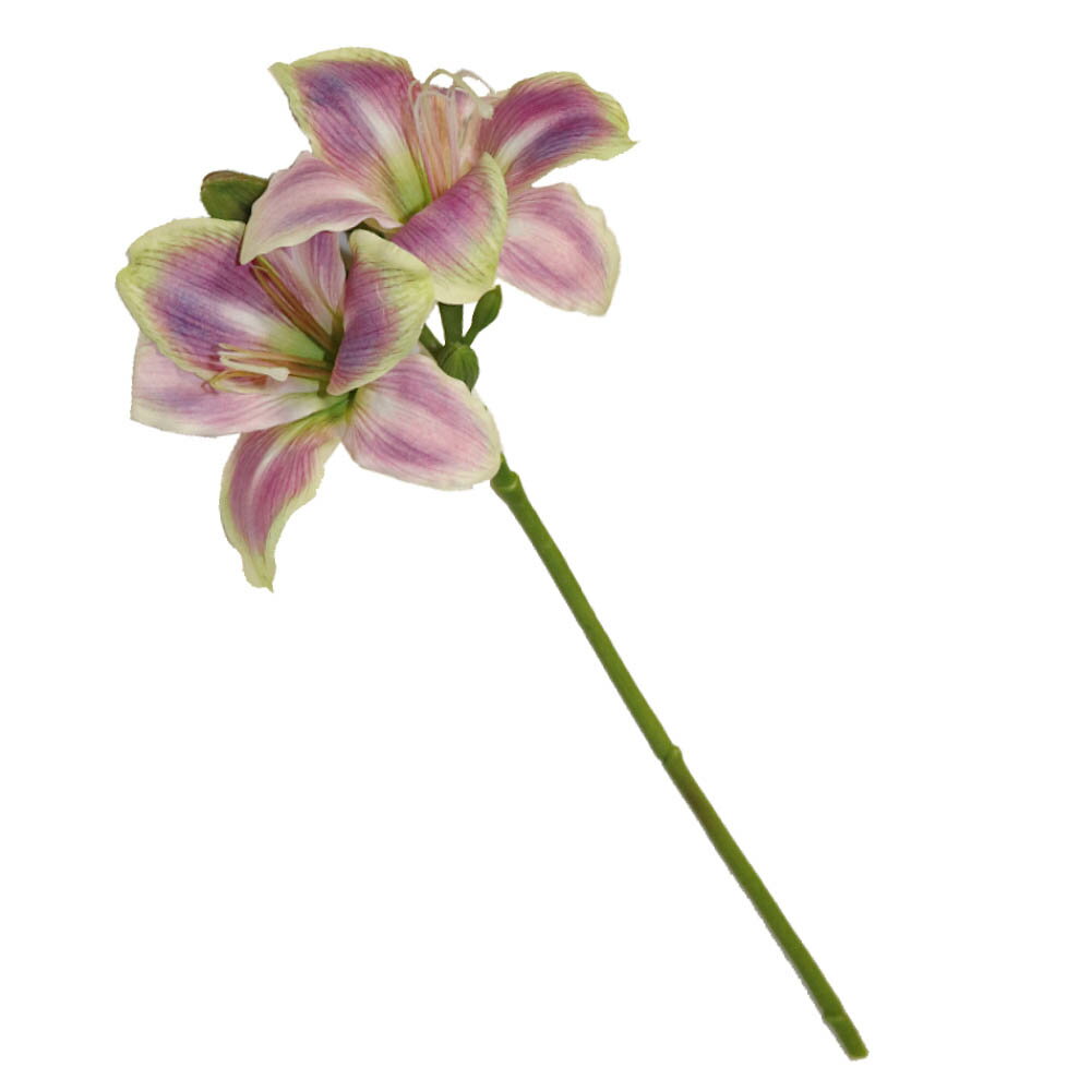 ユリ ゆり 造花 1本（花2輪） フェイクグリーン ギフト・プレゼント カラー：ホワイトパープル