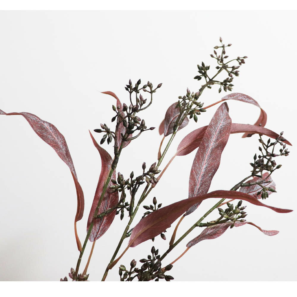 ユーカリ 造花 1本 フェイクグリーン ギフト・プレゼント カラー：レッド