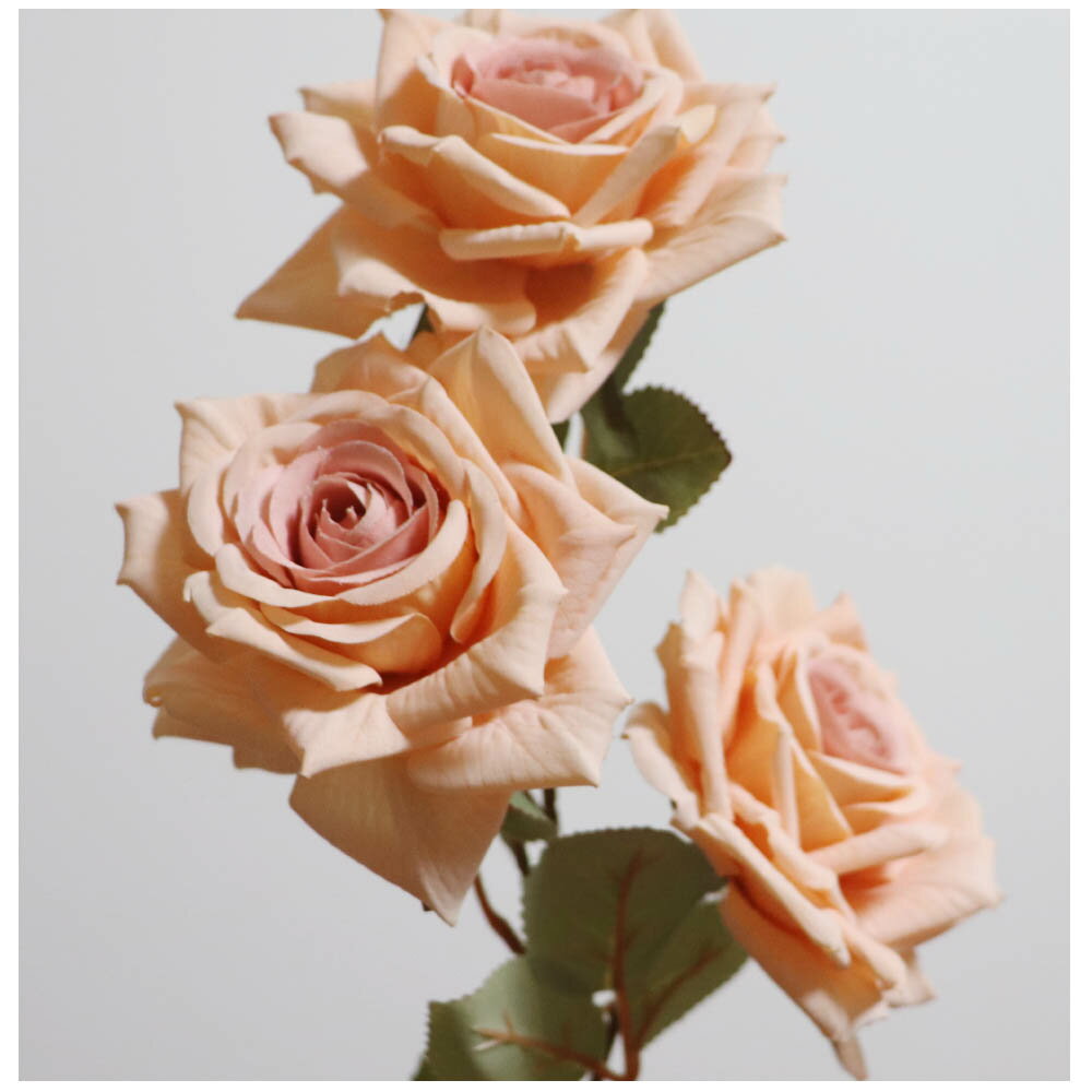 バラ 薔薇 造花 1本（花3輪） フェイクグリーン ギフト・プレゼント カラー：ホワイトオレンジ