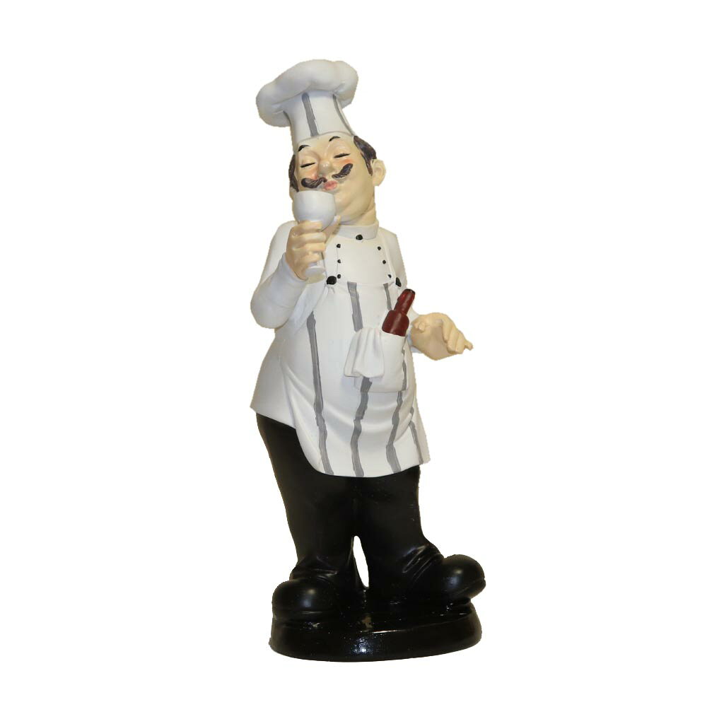 コックさん 樹脂フィギュア シェフ オブジェ 店舗 ディスプレイ用 レストラン カフェ 装飾 インテリア 飲食店 ワイングラス [2]