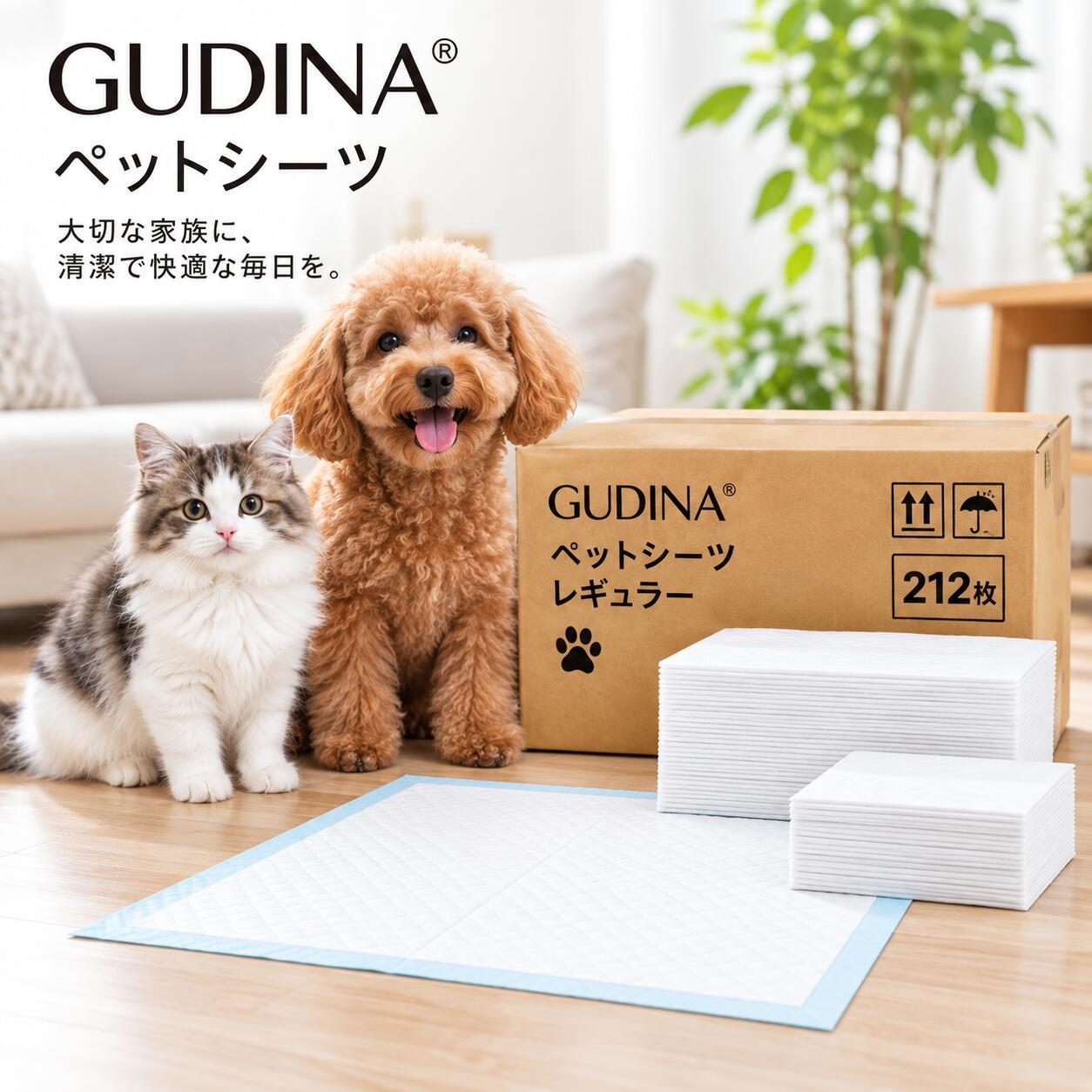 【クーポンで最安5.8円/枚】 ペットシーツ レギュラー ワイド 大容量 クエン酸配合 たっぷり吸収 犬 猫 トイレシーツ ペットシート 薄型 ワイド 424枚 レギュラー 848枚 大容量パック まとめ買い 多頭飼い トイレ用品 お留守番 介護 抗菌 消臭 GUDINA グディナ