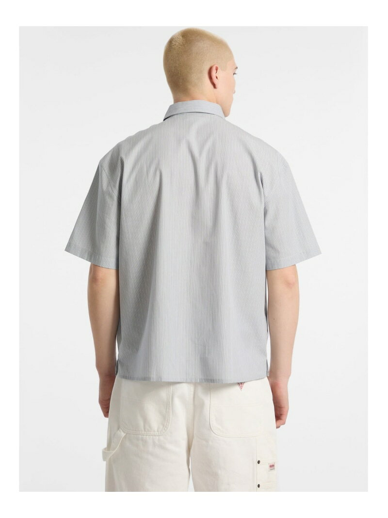 【SALE／50%OFF】GUESS Originals 半袖シャツ(M)Striped Shirt GUESS Originals ゲス トップス シャツ・ブラウス グレー【RBA_E】【送料無料】[Rakuten Fashion]
