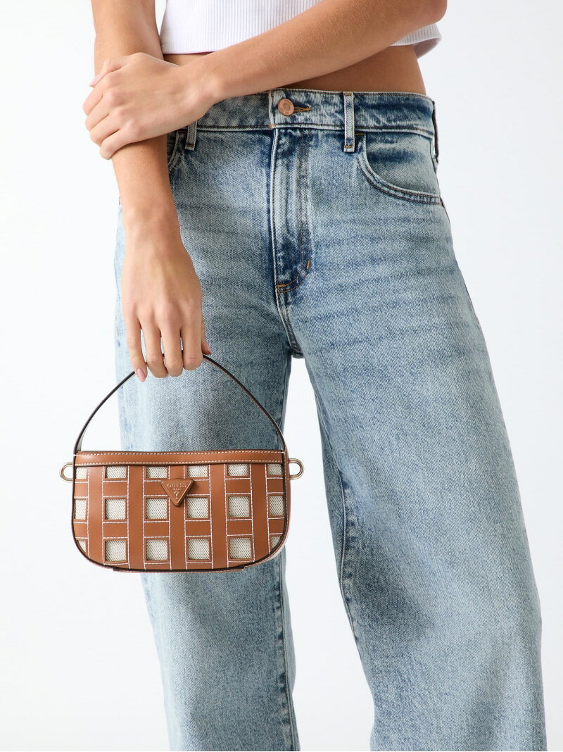 Rakuten - GUESS/(W)FRANKIE Mini Hobo Bag ハンドバッグ ショルダーバッグ ミニバッグ GUESS ゲス バッグ ショルダーバッグ ブラウン ブラック【送料無料】[Rakuten Fashion]