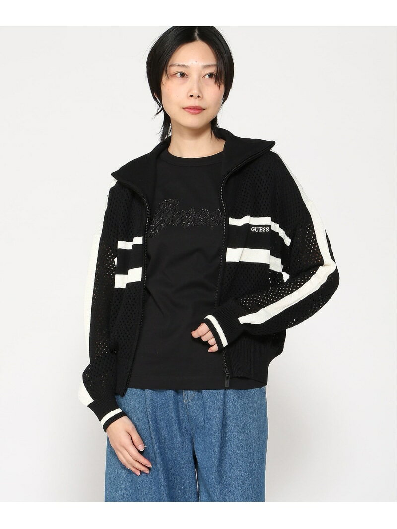 Rakuten - GUESS/(W)GABRY Zipper Bomber Sweater ニット GUESS ゲス トップス ニット ブラック ベージュ【送料無料】[Rakuten Fashion]