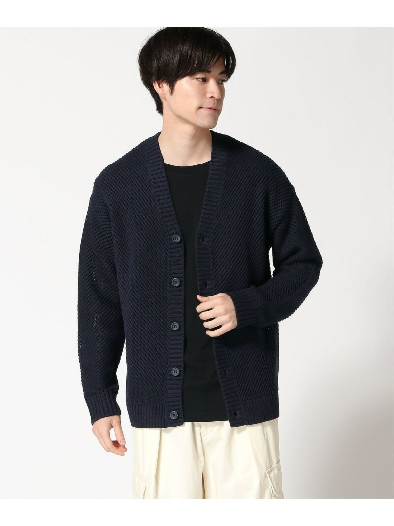 GUESS カーディガン (M)LS Mesh Stitch Derek Cardigan GUESS ゲス トップス カーディガン ネイビー ホワイト【送料無料】[Rakuten Fashion]