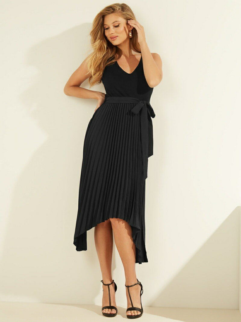 【SALE／69%OFF】(W)Erynn Pleated Dress GUESS ゲス ワンピース・ドレス ドレス ブラック ベージュ レッド【RBA_E】【送料無料】[Rakuten Fashion]