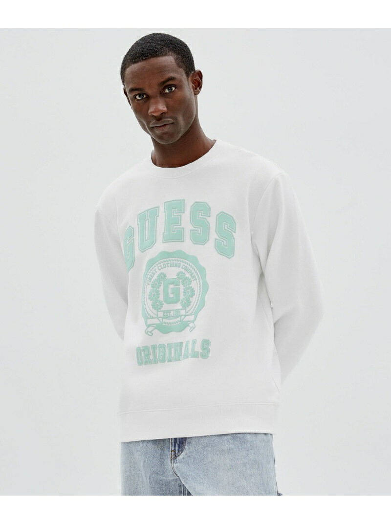 Rakuten - 【SALE／60%OFF】GUESS トップス(M)Logo Crewneck Pullover GUESS ゲス トップス スウェット・トレーナー ホワイト オレンジ【RBA_E】【送料無料】[Rakuten Fashion]