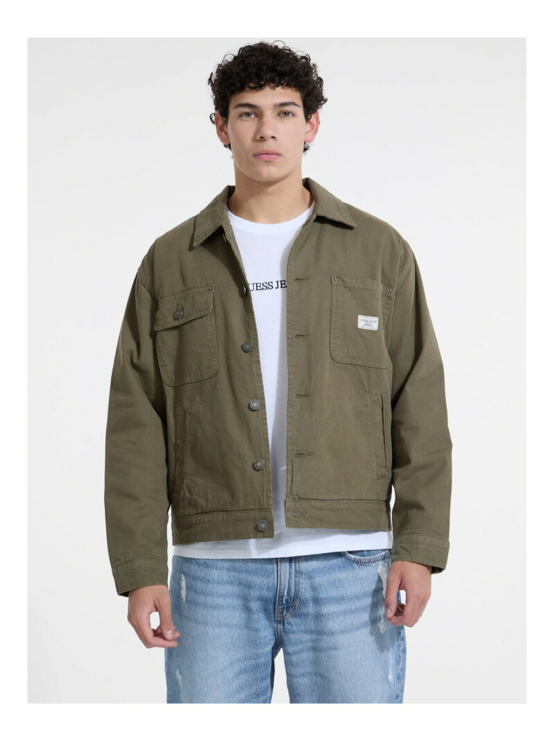 Military Jacket - 【SALE／55%OFF】GUESS JEANS ジャケット (M)Chore Twill Jacket GUESS JEANS ゲス ジャケット・アウター ミリタリージャケット カーキグリーン【RBA_E】【送料無料】[Rakuten Fashion]