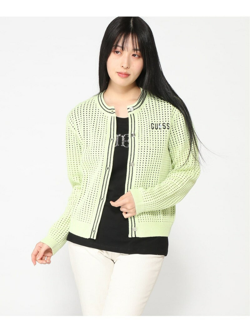 (W)LADIES L/Slv Cardigan Sweater GUESS ゲス トップス カーディガン グリーン ブラック【送料無料】[Rakuten Fashion]のサムネイル