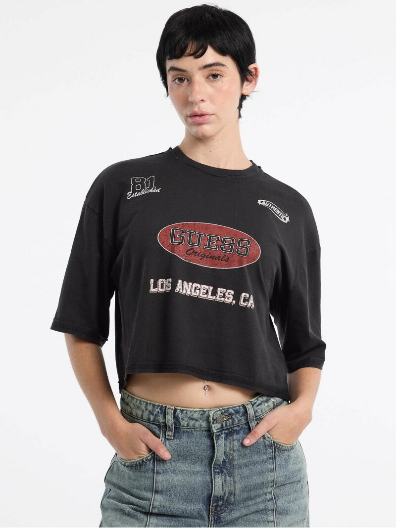 Rakuten - 【SALE／50%OFF】GUESS Originals 半袖Tシャツ (W)Raw Edge Baggy Tee GUESS Originals ゲス トップス カットソー・Tシャツ ホワイト ブラック【RBA_E】[Rakuten Fashion]