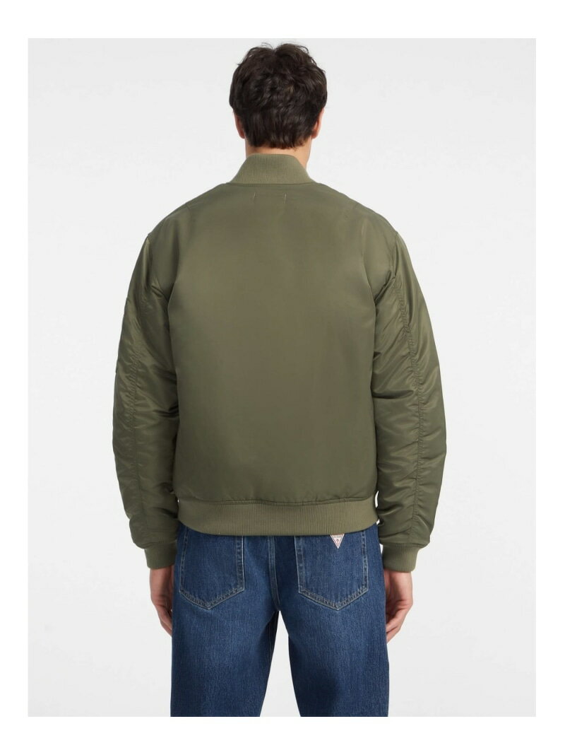 【SALE／50%OFF】GUESS JEANS ジャケット アウター(M)NYLON Bomber Jacket GUESS JEANS ゲス ジャケット・アウター MA-1 ブラック カーキグリーン【RBA_E】【送料無料】[Rakuten Fashion]