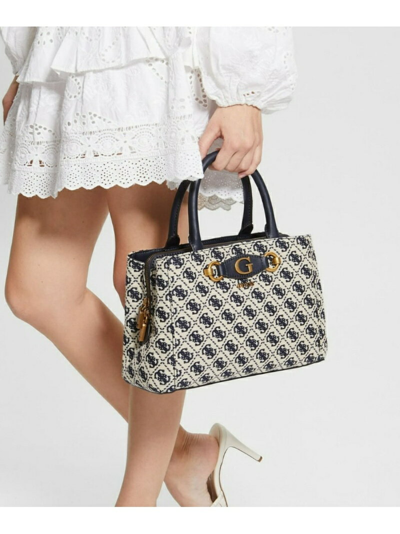 GUESS ハンドバッグ (W)IZZY Small Girlfriend Satchel GUESS ゲス バッグ ハンドバッグ ネイビー ブラウン