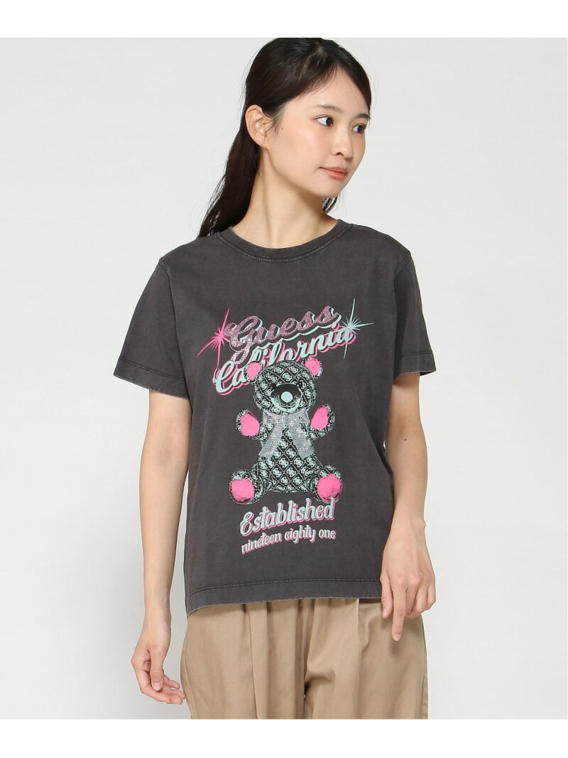 Rakuten - GUESS Tシャツ (W)GUESS Bear Tee GUESS ゲス トップス カットソー・Tシャツ ブラック【送料無料】[Rakuten Fashion]
