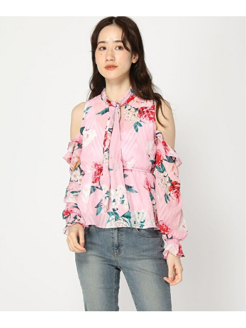 【SALE／70%OFF】(W)CHLOE RUFFLE TOP GUESS ゲス トップス シャツ・ブラウス ピンク【RBA_E】[Rakuten Fashion]