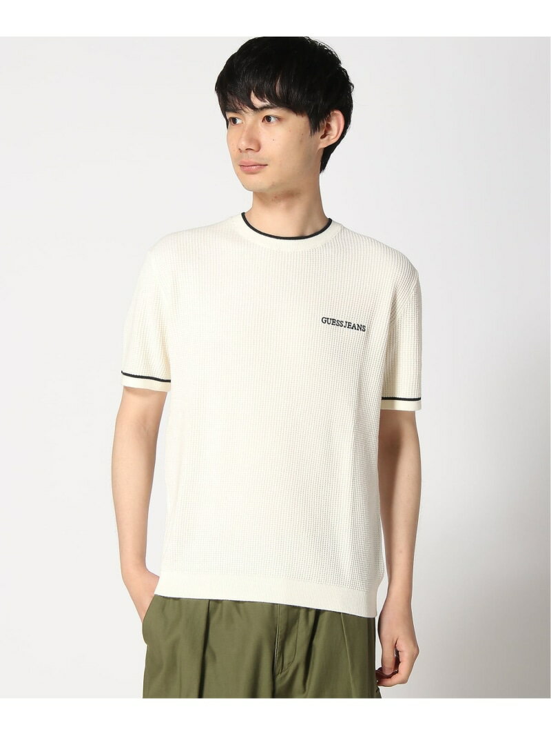 Rakuten - 【SALE／30%OFF】GUESS JEANS/(M)GUESS JEANS Emb Sweater セーター ニット 半袖 GUESS JEANS ゲス トップス ニット ネイビー ホワイト【RBA_E】【送料無料】[Rakuten Fashion]
