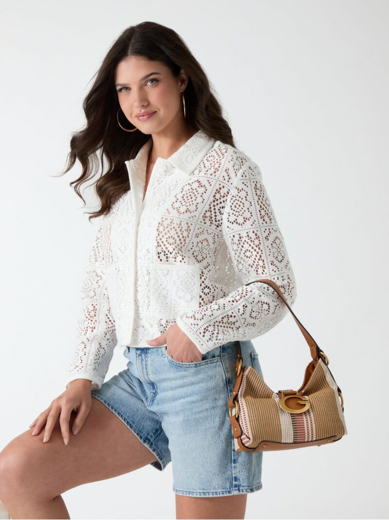 GUESS/(W)CAMDEN Mini Shoulder Bag ハンドバッグ GUESS ゲス バッグ ショルダーバッグ ブラウン グリーン