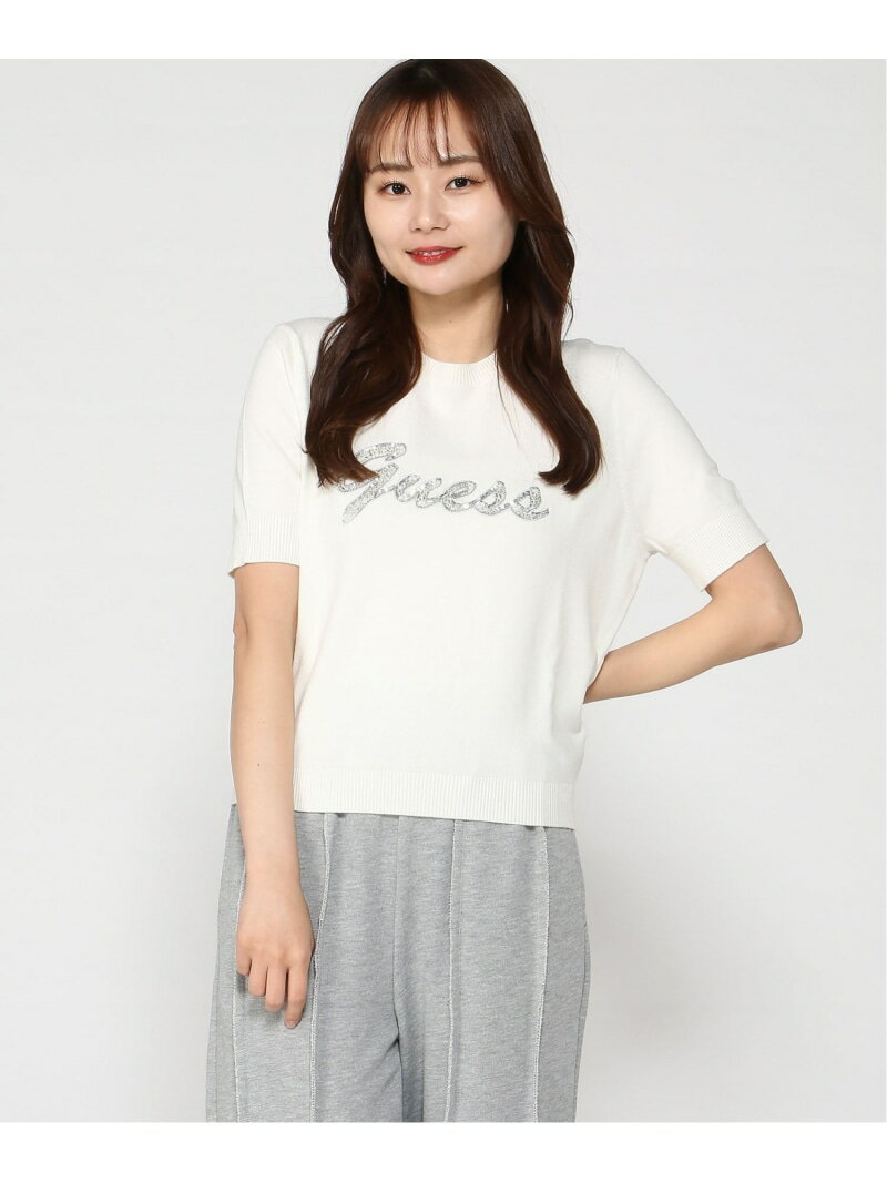 Rakuten - GUESS ニットトップス (W)MARGARET Logo Sweater GUESS ゲス トップス ニット ホワイト【送料無料】[Rakuten Fashion]