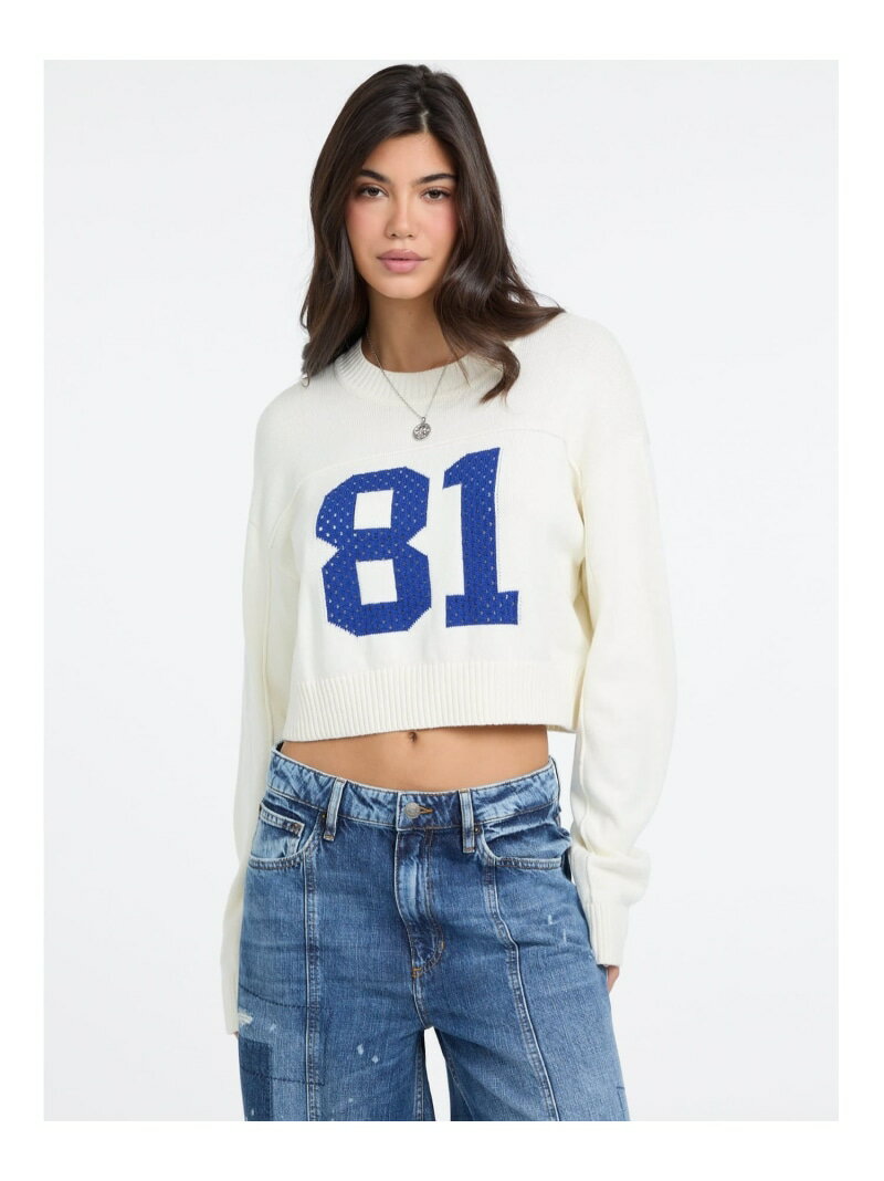 【SALE／30%OFF】GUESS JEANS セーター (W)Crop 81 Sweater GUESS JEANS ゲス トップス ニット グレー ホワイト【RBA_E】【送料無料】[Rakuten Fashion]