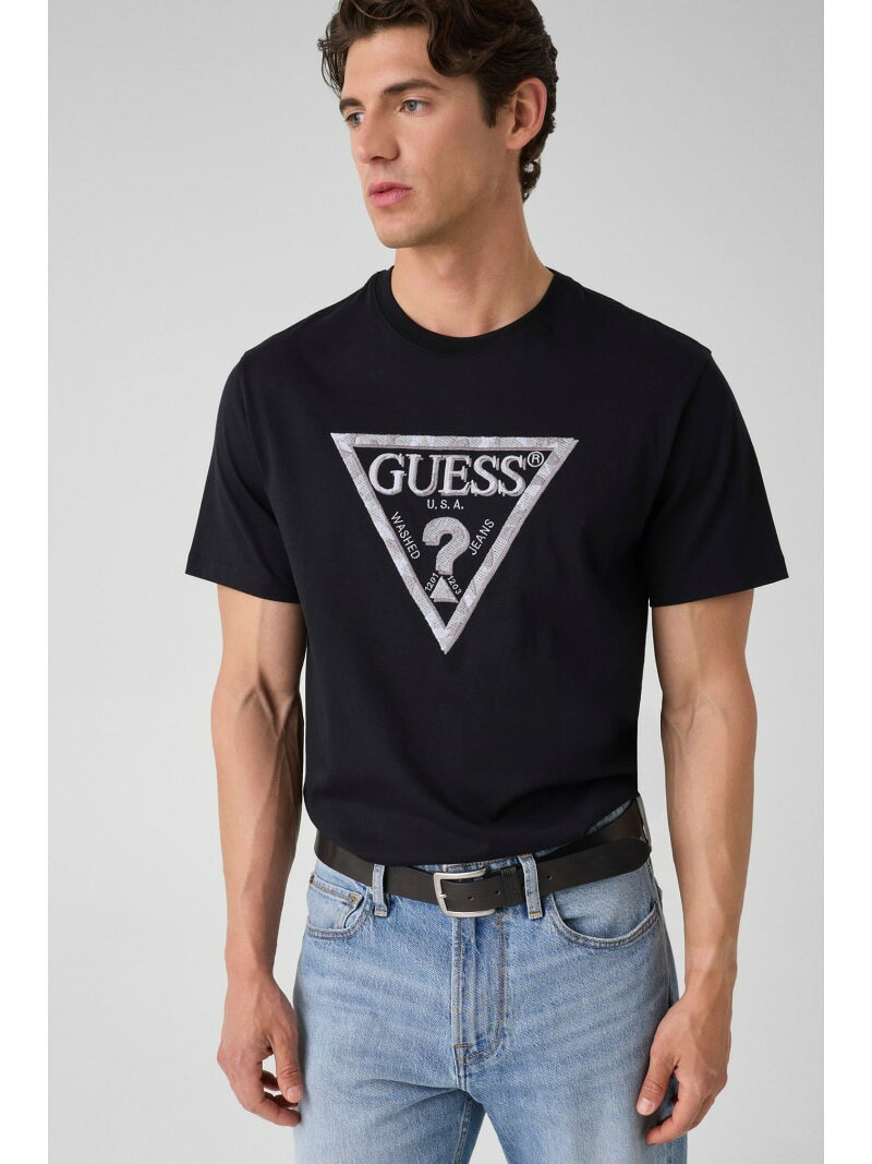 Rakuten - GUESS/(M)TRIANGLE Tee GUESS ゲス トップス カットソー・Tシャツ ホワイト ブラック【送料無料】[Rakuten Fashion]