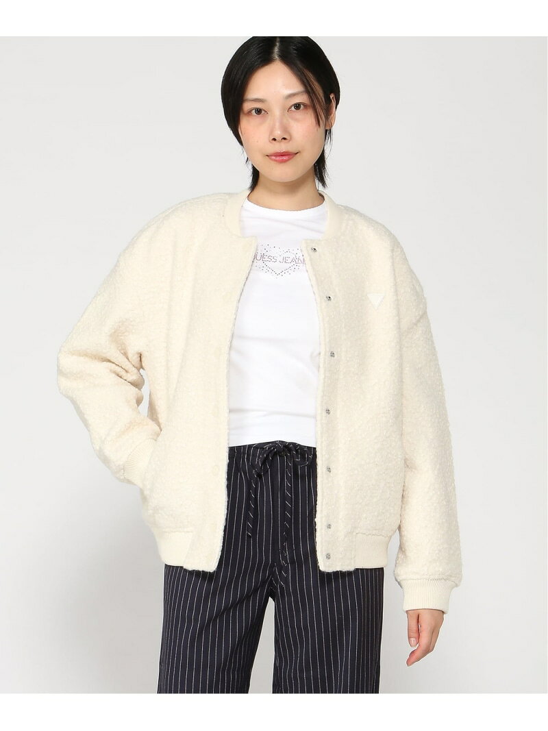 Rakuten - GUESS/(W)AZHA Sherpa Bomber GUESS ゲス ジャケット・アウター ブルゾン・ジャンパー ホワイト【送料無料】[Rakuten Fashion]