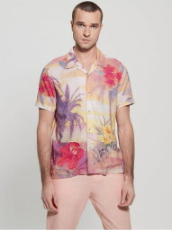 ゲス タンクトップ  メンズ 【SALE／30%OFF】(M)Eco Rayon Hawaiian Shirt GUESS ゲス トップス シャツ・ブラウス ピンク【RBA_E】【送料無料】[Rakuten Fashion]