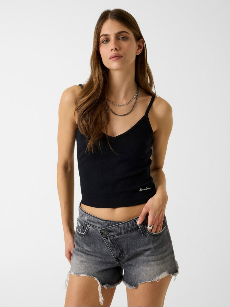 GUESS JEANS/(W)Pointelle Cami キャミソール GUESS JEANS ゲス トップス キャミソール ブラック【送料無料】[Rakuten Fashion]