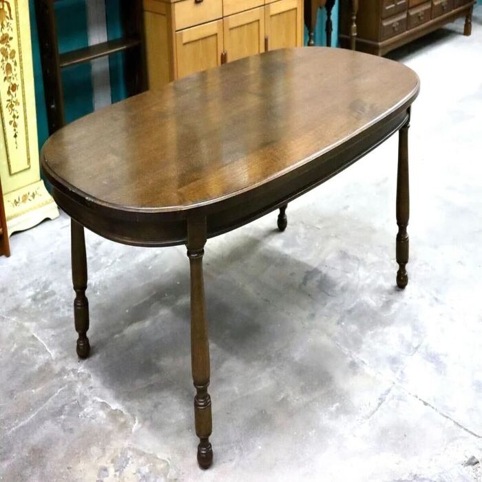 Rakuten - 【中古】GMIK271 西洋 イギリス アンティーク ダイニングテーブル 食卓テーブル オーク無垢材 ヴィンテージ クラシック オーバル ネザーランス ブラウン