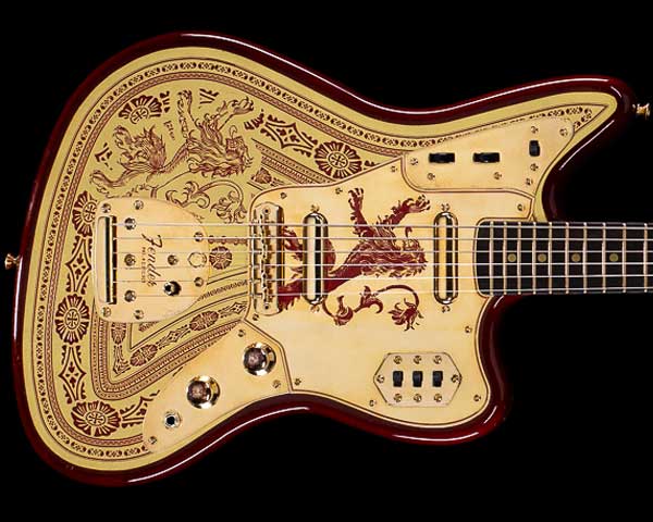 Fender Custom Shop Game of Thrones House Lannister Jaguar Burnt Crimson and Lannister Gold Masterbuilt by Ron Thorn