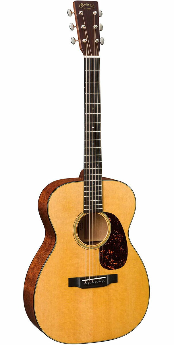 Description アコースティック・ギター界の最老舗でありナンバーワン・ブランドでもある「Martin（マーティン）」。非常に古い歴史を持ち、常に業界のトップを走り続け今もなお、エリック・クラプトン、ボブ・ディランなどを始め、世界中のミュージシャンから愛され続けているブランドです。その精巧に作り上げられたギター、および製作技術はプレイヤーを必ず満足させてくれるブランドです。 44.5mmのネック幅、ハイ・パフォーマンス・テーパーのネック仕様、べっ甲柄のバインディングなど、ヴィンテージの仕様と現代の仕様をうまく融合させたモデル「00-18」。000-18に続いて、2016年にヴィンテージ・スタイルの仕様で装いを新たにスタンダード・シリーズに加わりました。小柄なボディならではのレスポンスの良さでフィンガーピッキングを好むプレイヤーたちに愛され続けているモデルでございます。身体が小さな人に最適なモデルとしてもさらに人気を集めております。 Specification Model: 00-18(2016) Top Material: Spruce Rosette: Old Style 18 Multi-Stripe Bracing Pattern: X Brace Brace Shape: Scalloped Brace Material: Spruce Back Material: Genuine Mahogany Side Material: Genuine Mahogany Binding: Faux Tortoise Top Inlay Material: Multi-Stripe Neck Material: Select Hardwood Neck Shape: Modified Low Oval Neck Taper: High Performance Taper Nut Material: Bone Headstock Shape: Solid with Square Taper Headplate Material: East Indian Rosewood Fingerboard Material: Ebony Scale Length: 24.9" Fingerboard Width at Nut: 1 3/4'' Fingerboard Inlay Style: 18 Old Style Back and Side Finish: Gloss Back and Sides Color: Dark Mahogany Finish Top: Gloss Top Color: Aging Toner Neck Color: Dark Mahogany Bridge Material: Ebony Bridge Style: Modern Belly - Drop in Saddle Tuning Machines: Nickel Open Gear Recommended Strings: Authentic Acoustic Lifespan(R) 2.0 Light - 92/8 Phosphor Bronze MA540T Pickguard: Faux Tortoise Case: Ply Hardshell Electronics: Optional※画像はサンプルです。商品の特性上、木目・色合いは1本1本異なりますの予めご了承ください。木目・色合いが気になる方はお問い合わせ下さい。