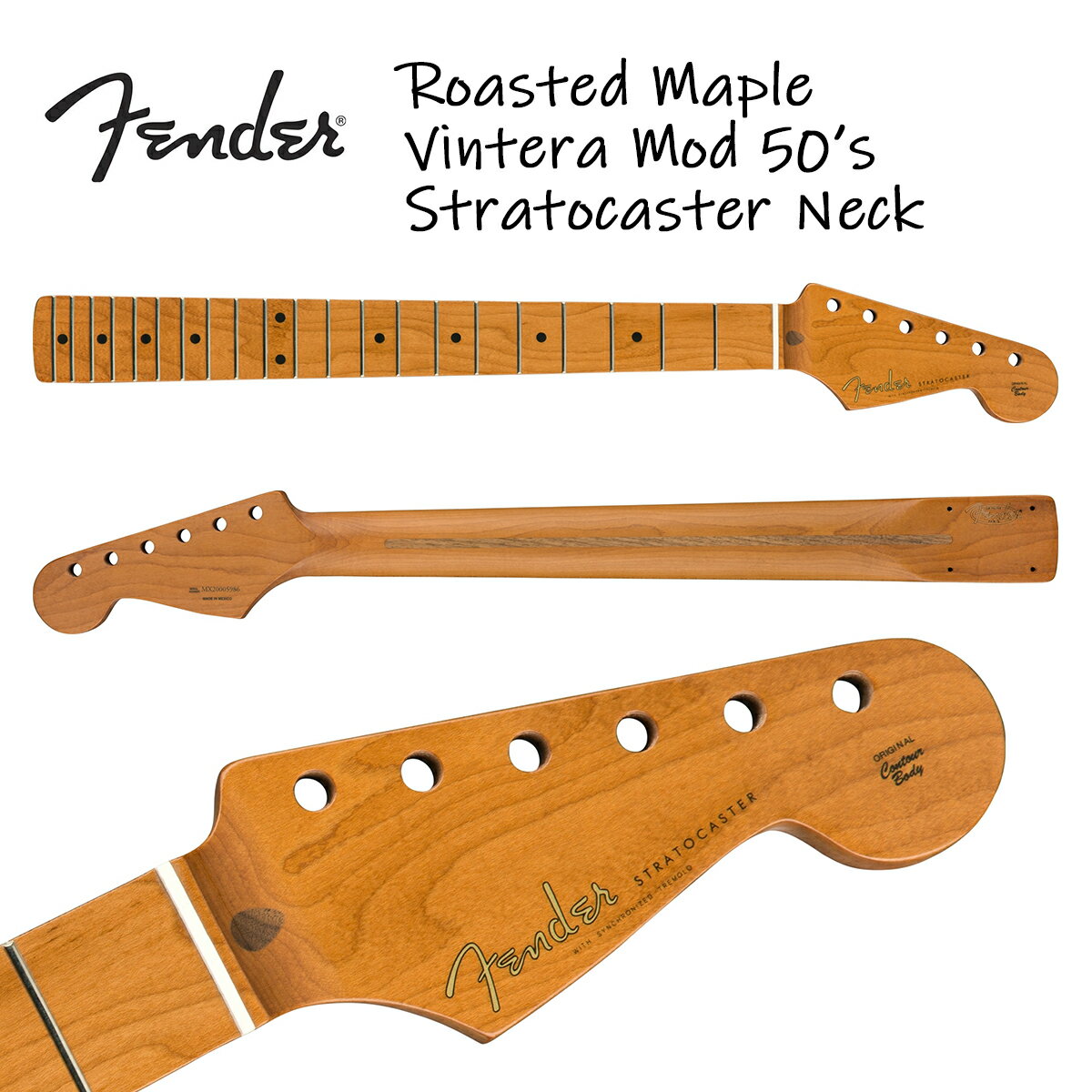 Fender Roasted Maple Vintera Mod 50 039 s Stratocaster Neck 21 Medium Jumbo Frets 9.5 V Shape 新品 フェンダー ストラトキャスター Mexico,メキシコ製 ネック ローステッドメイプル ギターパーツ