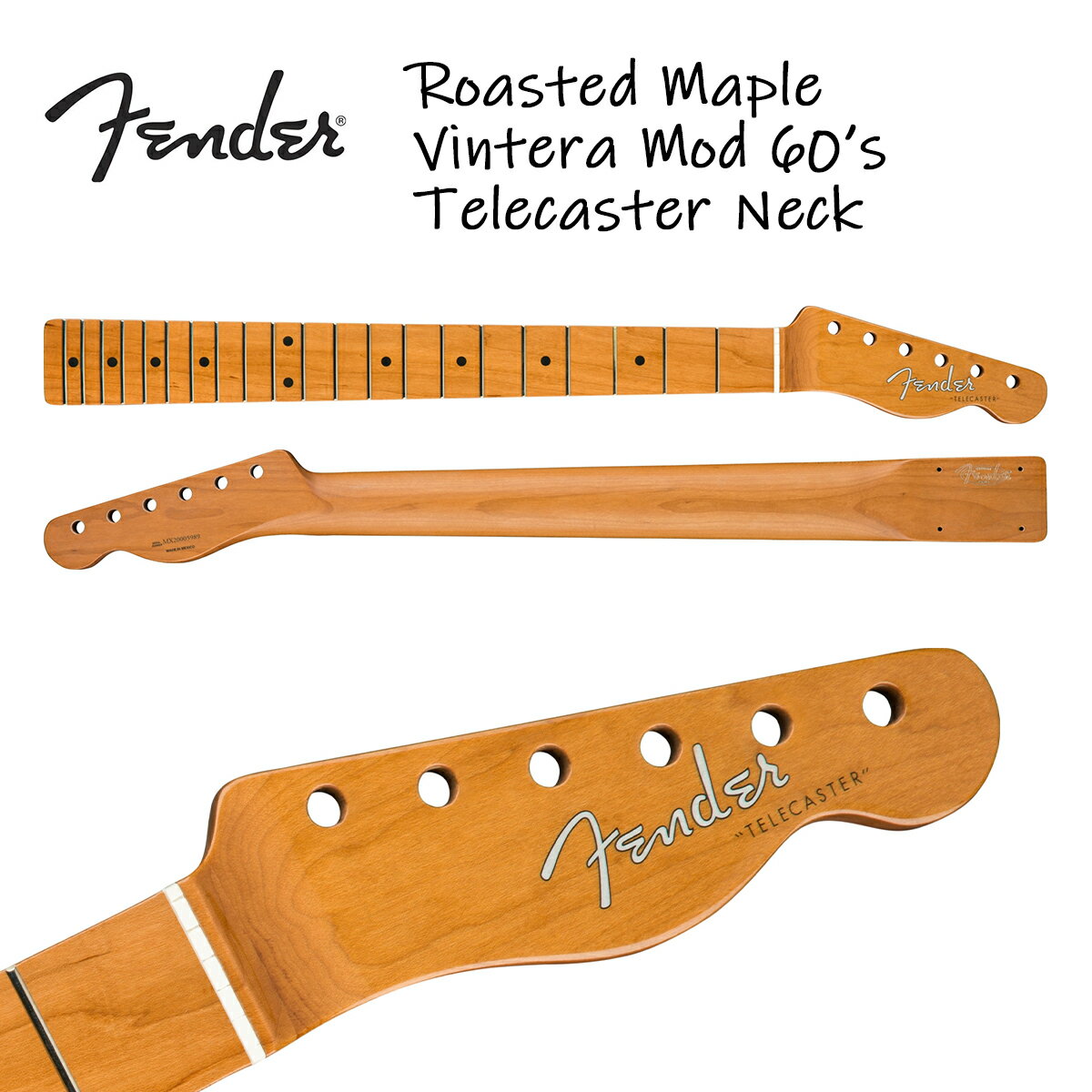 Fender Roasted Maple Vintera Mod 60's Telecaster Neck 21 Medium Jumbo Frets 9.5