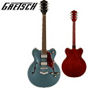 リフレッシュされたStreamliner Collectionは、Gretschギターの輝かしい過去の要素を再訪し、エキサイティングな新機能と組み合わせることで、優れたパフォーマンス、サウンド、スタイルを驚くべき価値で提供します。 G2622 Streamliner Center Block Double-Cut with V-Stoptailは、パワフルなサウンドとGretschならではのスタイリングをよりコンパクトなサイズに収め、現代に甦らせました。 G2622は、グレッチに期待されるすべての要素を保ちつつ、楽器にワンランク上のパフォーマンス、スタイル、そしてより大きな音量感を求めるギタリストのために設計されています。 【主な特徴】 ・新開発のBroadTron BT-3Sハムバッカーを搭載 ・ダブルカッタウェイの16インチアーチドメイプルボディ、チャンバードセンターブロックを採用 ・Soft "C"シェイプのナトーネック ・12インチラジアスローレル指板、パーロイドNeo Classicサムネイルインレイ、22本のミディアムジャンボフレットを採用 ・ボーンナット ・マスターボリューム、マスタートーン、各ピックアップのボリュームコントロールにより、柔軟なトーン設計が可能 ・マスターボリュームにPush/Pullコイルスプリット機能を内蔵 ・ラジオコントロールノブ ・アンカー付きAdjusto-Maticブリッジ ・Gretsch V-Stopテイルピース ・3-plyべっ甲柄ピックガード ・ニッケルハードウェア 【ハイライト】 新しいセンターブロックデザインのメイプルボディ G2622 Center Blockは、アーチドメイプルボディに、新しいセンターブロックデザインを採用しています。この新しいセンターブロックは、軽量で快適な演奏性と存在感のあるフルでリッチなサウンドを両立するように設計されており、アタックとサスティンを向上させ、優れたフィードバック抑制効果を、重さを感じさせない快適なギターにまとめ上げています。 新開発のBroadTron BT-3Sピックアップ G2622は、新開発のBroadTron BT-3Sピックアップを搭載しています。アルニコ5とアルニコ2を組み合わせたマグネットを採用し、力強いミッドレンジ、タイトでふくよかなローエンド、スムーズでクリアなハイエンドがバランス良く得られ、音楽的な響きを放つピックアップです。 コイルスプリットによる多彩なコントロール Streamlinerのパワフルなサウンドは、ネックとブリッジピックアップのボリュームコントロール、マスタートーンコントロール、マスターボリュームコントロール、3ウェイピックアップスイッチングという伝統的なコントロールレイアウトによって引き出されます。 マスターボリュームコントロールにPush/Pullポットを内蔵することでコイルスプリットが可能となり、シングルコイルサウンドに切り替えることが可能です。すでに強力なサウンドパレットにさらなるトーンオプションが得られます。 【SPEC】 ヘッドストックバインディング ネック：Nato ネックフィニッシュ：Gloss ネックシェイプ：Soft "C" ネック：Set-Neck フィンガーボードラジアス：12" (305 mm) フィンガーボードの素材：Laurel ポジションインレイ：Pearloid Neo-Classic Thumbnail サイドドット フレット数：22 ナット：Bone ナット幅：1.6875" (42.86 mm) ナットの素材：Bone ボディ：Laminated Maple ボディフィニッシュ：Gloss ボディシェイプ：Center Block ボディトップ：Arched Laminated Maple ボディバインディング：Aged White with B/W/B Purfling ボディバック：Arched Laminated Maple BODY STYLE：Gretsch Center Block Guitars ボディ素材：Laminated Maple CUTAWAY：Double Cutaway ブレイシング：Center Block ウェイスト：9.75" (248 mm) SOUND HOLE：F-Holes ブリッジ：Adjusto-Matic ブリッジカバー/テイルピース：V-Stoptail BRIDGE MOUNTING：Anchored ピックガード：3-Ply Tortoise ピックアップカバー：Nickel コントロールノブ：Gretsch Radio Knob SWITCH TIP：Black ハードウェアフィニッシュ：Nickel チューニングマシーン：Die-Cast Sealed ストリング：Nickel Plated Steel (.010-.046 Gauges) ストラップボタン：Standard Strap Button ブリッジピックアップ：BroadTron BT-3S ネックピックアップ：BroadTron BT-3S ピックアップコンフィギュレーション：BroadTron / BroadTron コントロール：Volume 1. (Neck Pickup), Volume 2. (Bridge Pickup), Master Tone, Master Volume with Push/Pull for Coil Split スウィッチ：3-Position Toggle: Position 1. Bridge Pickup, Position 2. Bridge And Neck Pickups, Position 3. Neck Pickup AUXILIARY SWITCHING：Push/Pull Pot (for Coil Split) 付属品：正規保証書、純正ギグバッグ /_/_/_/♪出荷前調整のご要望承ります♪_/_/_/_/ ギタープラネットではご注文頂いた商品は 新品中古問わず検品・調整してから出荷致します。 弦高などの細かなセッティング等、お好みに 合わせての調整も可能ですので、お気兼ねなく お申し付けくださいませ。 /_/_/_/_/_/_/_/_/_/_/_/_/_/_/_/_/_/_/_/_/_/_ お問い合わせ:03-3259-0031