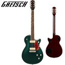 Electromatic Jetは、無駄を一切排除した、完璧でピュア、そしてパワフルなGretschギターです。大胆でダイナミック、そして明瞭なグレッチ本来のサウンド、洗練されたスタイリング、そして快適な演奏性を備えた、ワンランク上の楽器を求めるプレイヤーに最適な楽器です。 G5210-P90 Electromatic Jet Two 90 Single-Cut with Wraparound Tailpieceは、Jetのパワーと機能性をそのままに、お求めやすい驚くべき価格でご提供します。 製品ハイライト： 【メイプルトップのチェンバードマホガニーボディ】 チェンバードマホガニーボディにメイプルトップを備え、豊かなローミッドと、滑らかで存在感のあるハイエンドを実現。 【新開発のP-90Eピックアップ】 P-90E Single-Coilピックアップが、ワイドでバランスのとれた透明感のあるトーンを生み出し、厚みのあるアグレッシブなオーバードライブから澄み渡るクリーントーンまで、優れた明瞭度とトーンバランスを実現。 【多彩なコントロール】 各ピックアップのボリュームコントロール、マスタートーン、トレブルブリード回路付きマスターボリュームとを備え、直感的なサウンド設計が可能です。 【FEATURES】 ・力強いサウンドと優れた音響バランスを実現するメイプルトップのチェンバードマホガニーボディ ・低めにセッティングされたThin “U”マホガニーネック ・12インチラジアスローレル指板、22本のミディアムジャンボフレットとパーロイドNeo-Classicサムネイルインレイ ・新開発のP-90E Single-Coilピックアップを搭載 ・トレブルブリード回路付きマスターボリューム、マスタートーン、各ピックアップのボリュームコントロール ・調整可能なラップアラウンドテイルピース ・ニッケルハードウェア 【SPEC】 ヘッドストックバインディング ネック：Mahogany ネックフィニッシュ：Gloss ネックシェイプ：Thin "U" ネック：Set-Neck フィンガーボードラジアス：12" (305 mm) フィンガーボードの素材：Laurel ポジションインレイ：Pearloid Neo-Classic Thumbnail サイドドット フレット数：22 ナット：Synthetic Bone ナット幅：1.6875" (42.86 mm) ナットの素材：Synthetic Bone ボディ：Mahogany ボディフィニッシュ：Gloss ボディシェイプ：Jet ボディトップ：Arched Maple ボディバインディング：White with B/W Purfling ボディバック：Mahogany BODY STYLE：Gretsch Solid Body Guitars ボディ素材：Mahogany CUTAWAY：Single Cutaway ブレイシング：Chambered ウェイスト：8.5" (216 mm) ブリッジ：Adjustable Wrap-Around ブリッジカバー/テイルピース：Adjustable Wrap-Around BRIDGE MOUNTING：Anchored ピックガード：Tortoise with Gold Gretsch Logo ピックアップカバー：Nickel コントロールノブ：G-Arrow SWITCH TIP：Nickel ハードウェアフィニッシュ：Nickel チューニングマシーン：Die-Cast Sealed ストリング：Nickel Plated Steel (.010-.046 Gauges) ストラップボタン：Gretsch Knurled Strap Retainer Knobs ブリッジピックアップ：P-90E Single-Coil ネックピックアップ：P-90E Single-Coil ピックアップコンフィギュレーション：P90 / P90 コントロール：Volume 1. (Neck Pickup), Volume 2. (Bridge Pickup), Master Volume, Master Tone スウィッチ：3-Position Toggle: Position 1. Bridge Pickup, Position 2. Bridge And Neck Pickups, Position 3. Neck Pickup 付属品：正規保証書、純正ギグバッグ /_/_/_/♪出荷前調整のご要望承ります♪_/_/_/_/ ギタープラネットではご注文頂いた商品は 新品中古問わず検品・調整してから出荷致します。 弦高などの細かなセッティング等、お好みに 合わせての調整も可能ですので、お気兼ねなく お申し付けくださいませ。 /_/_/_/_/_/_/_/_/_/_/_/_/_/_/_/_/_/_/_/_/_/_ お問い合わせ:03-3259-0031