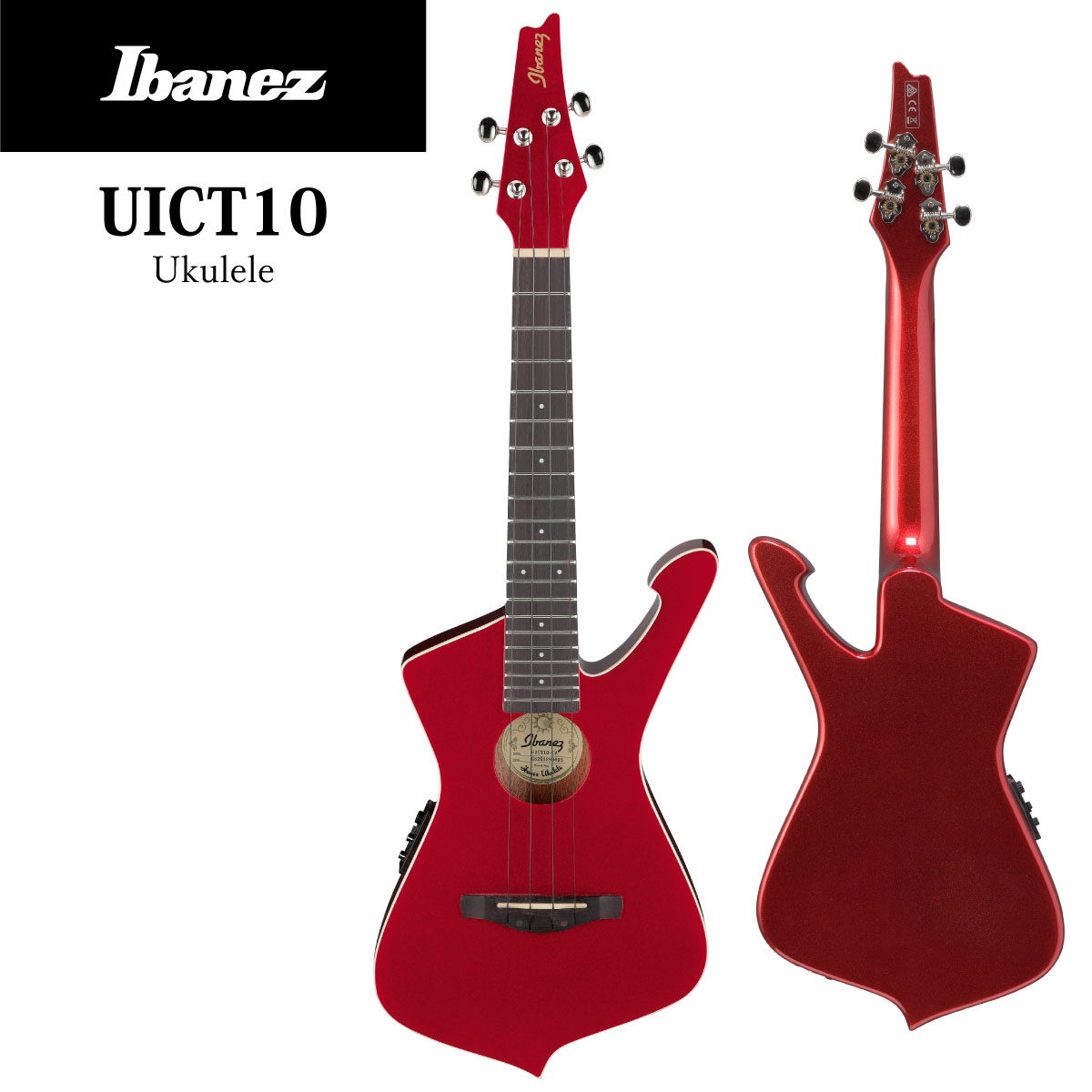 【限定生産モデル】Ibanez UICT10 -CA (Candy Apple)- 新品 テナーウクレレ[アイバニーズ][Iceman,アイスマン][Tenor Ukulele][Electric Ukulele,エレウク][Red,レッド,赤]