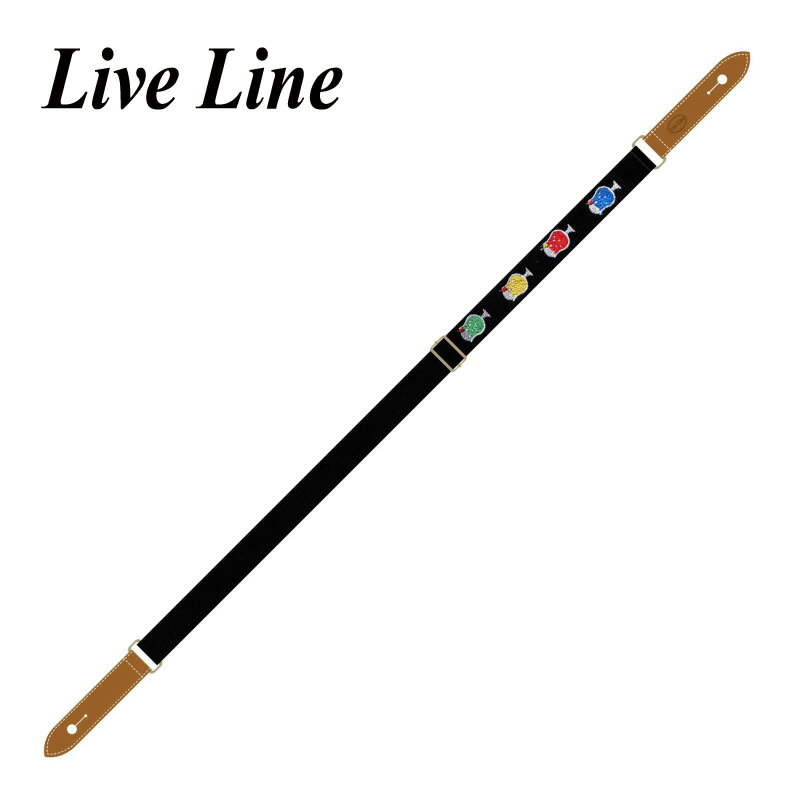 Live Line YUS34B-1 クリームソーダ ウクレレストラップ/レザーエンド ライブライン Ukulele Strap Black,ブラック,黒