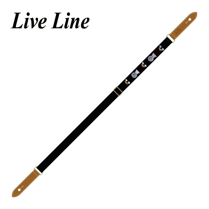 Live Line YUS34B-3 てるてる坊主＆虹 ウクレレストラップ/レザーエンド[ライブライン][Ukulele Strap][Black,ブラック,黒]
