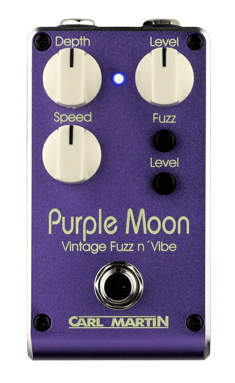 Purple Moon は 60～70 年代に活躍したロックヒーローのサウンドを忠実に再現すべく開発されたビブラート / ファズユニットペダルです。 基本となるビブラートユニットにミニノブで調整可能なファズエフェクトを加えることができます。まさに 60 年代を活躍した独創的なギターリストのサウンドを実現します。 ●60～70年代の独創的なサイケデリックサウンドを忠実に再現すべく開発されたペダル ●ビブラートユニットにミニノブで調整可能なファズエフェクトを搭載 ●スイッチオフ時でも音質が劣化しないトゥルーバイパスを採用