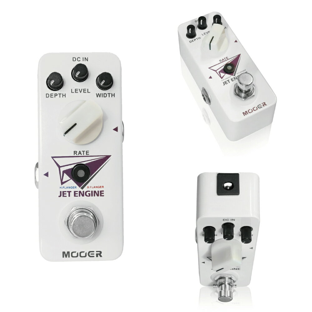 Mooer Jet Engine は、極小サイズの中に2種類の フランジャーアルゴリズムを収録したペダルです。 70年代〜80年代の暖かなアナログフランジャーのトーンを デジタルのフレキシブルな力で再現します。 H.FLANGERとB.FLANGERを切り替えると、 モジュレーションの周波数レンジがかわり、 暖かなクラシックフィルタリングからハイファイなトーンまで、 数々のフランジャーを作ります。 DEPTHとWIDTHコントロールは、 オシレーションレンジとかかりの強さをコントロールします。 これらにRATEコントロールをあわせ、 LEVELコントロールでミックスレベルを調整すれば、 薄くかかるフランジャーから狂気のフランジングまで、 様々なサウンドを作ることができます。 小さなペダルですが、そこに広がるサウンドは無限大に広くなります。 さらにフットスイッチを長押しすればフィードバックを高め、 ジェットエンジンからアフターバーナーを発動させます。 ●特徴 ・2種類のフランジャーを搭載 ・多彩なサウンドを作り上げるコントロール ・リアルタイムフィードバックランプによるクレイジーなエフェクト ・トゥルーバイパススイッチング ・マイクロサイズのメタルハウジング お問い合わせフリーダイヤル:0120-37-9630