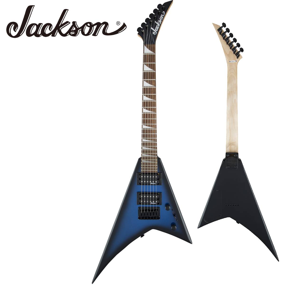 Jackson JS Series RR Minion JS1X -Metallic Blue Burst- 新品 ジャクソン ランディV,Rhoads V ブルー,青 Flying V,フライングVタイプ ミニギター,トラベルギター Electric Guitar,エレキギター
