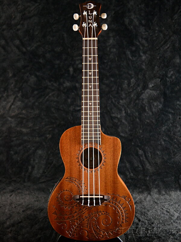 Luna Guitars UKE TEC MAH 新品 コンサートウクレレ[ルナ][タトゥー,Tattoo][ピックアップ搭載][Concert Ukulele]