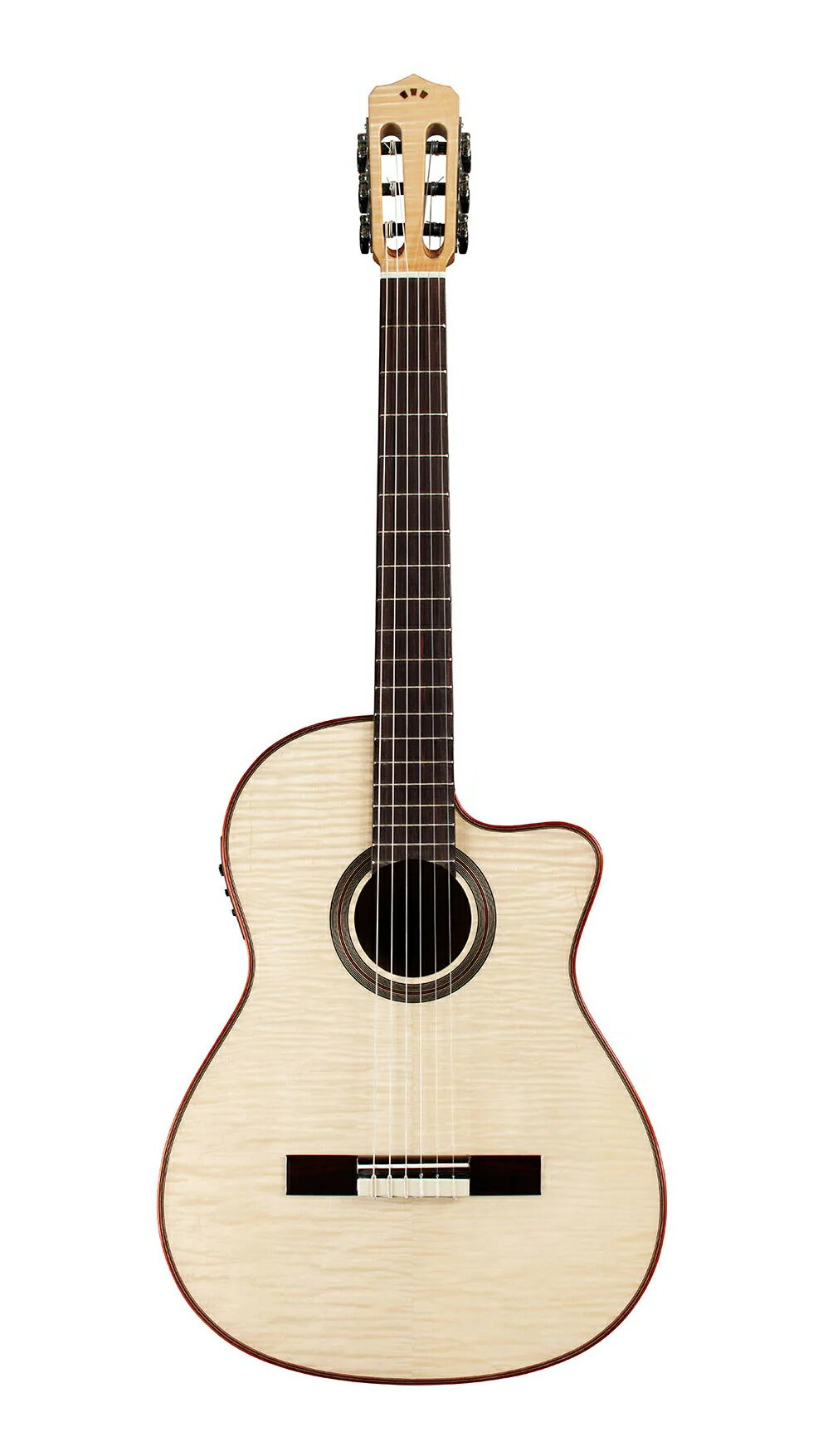 Fusion 12エキゾチック・トップ・ギターは、伝統的なナイロン弦のトーンを提供すると同時に、独特のモダンな美学を備えています。 ソリッド・スプルース・トップに本物のエキゾチック・ウッド単板を極薄に貼り、トーンに悪影響を与えることなくドラマチックな外観を実現しています。 Fusion 12 White Sandsギターは、美しいフレイムメイプルのバックとサイドが特徴で、マッチするフレイムメイプル単板のオーバーレイがそれを引き立てています。 パドーク・バインディングと手作業ではめ込まれた木製ロゼッタが、そのユニークな美しさをさらに引き立てます。 また、Fishman resys Blendピックアップ・システムが内蔵されており、アンプを使用してもそのトーンを維持します。 【SPEC】 〈主な特徴〉 ・Construction: ソリッド・トップ ・Family:カッタウェイ＆エレクトリック ・Style: フュージョン 〈素材〉 ・ブリッジ材:パーフェロー ・指板材:エボニー ・ネック材:マホガニー ・ナット材:牛骨 ・サドル材:牛骨 〈ボディ〉 ・サイド & バック:フレイムメイプル ・バック・バインディング:パドゥク ・バック・センター・ストリップ:パドゥク ・バック・パーフリング・インレイ:4プライ・メイプル・ブラック ・ボディ・トップ:スプルース無垢材／フレイムメイプル単板 ・スタイル:Fusion ・カラー:ホワイト・サンズ ・フィニッシュ:グロス・ポリウレタン ・フレットからボディ:12 ・ネック・ジョイント:ダブテイル ・ネック・シェイプ:Fusion Cシェイプ ・トップ・ブレイシング・パターン:Fan ・ウエスト幅:235mm（9 1/4インチ） 〈ピックアップ〉 ・バッテリーパック:プリアンプ内部 - 9V ・バッテリーパックの取付位置:フリップアップ・プリアンプ ・ピックアップ:Fishman Presys Blend ・交換用チューニング・マシン - ベース:チューナー ハニカム NKL/EB BTN ベース (part#98-041-0910) ・交換用チューニング・マシン - 高音用:チューナーハニカムNKL/EB BTNトレブ（品番：98-041-0900） ・チューニング・マシン・ボタン:ブラック ・ギア比:14:1 〈寸法〉 ・ボディ・デプス：95mm（3/4インチ） ・ボディ・デプス・アッパーバウト：85mm（3 1/3インチ） ・ボディの長さ：483mm（19インチ） ・フレット寸法：2.0mm（幅）×1.1mm（高さ） ・ロアバウト幅：368mm（14 1/2インチ） ・マスター・カートンの寸法：112x58x69 (cm) - Córdoba・トライアングル・マスター・カートン（6パック） ・ネック厚 1フレット：21mm ・ネック厚 9フレット：24mm ・ナット幅：48mm（1 7/8インチ） ・全長：978mm（38 1/2インチ） ・弦長：650mm（25.6インチ） ・出荷時梱包の寸法：104 x 47 x 14 (cm) - Córdoba Guitar Triangle Box (ケースなし) ・サウンドホール径：84mm（3.3インチ） ・楽器重量の目安：1.6 kg ・アッパーバウト幅：279mm（11インチ） /_/_/_/♪出荷前調整ご要望承ります♪_/_/_/_/ ギタープラネットではご注文頂いた商品は 新品中古問わず検品・調整してから出荷致します。 弦高など細かなセッティング等、お好みに 合わせて調整も可能ですで、お気兼ねなく お申し付けくださいませ。 /_/_/_/_/_/_/_/_/_/_/_/_/_/_/_/_/_/_/_/_/_/ お問い合わせダイヤル：03-3259-0031 ※当商品は通信販売に限りご用意が可能でございます。実店舗での実機確認・試奏はお受け出来ませんので予めご了承ください。 ※掲載画像はサンプルになります。実際にお届けする商品とは色味や木目が異なる場合がございますのでご了承ください。　