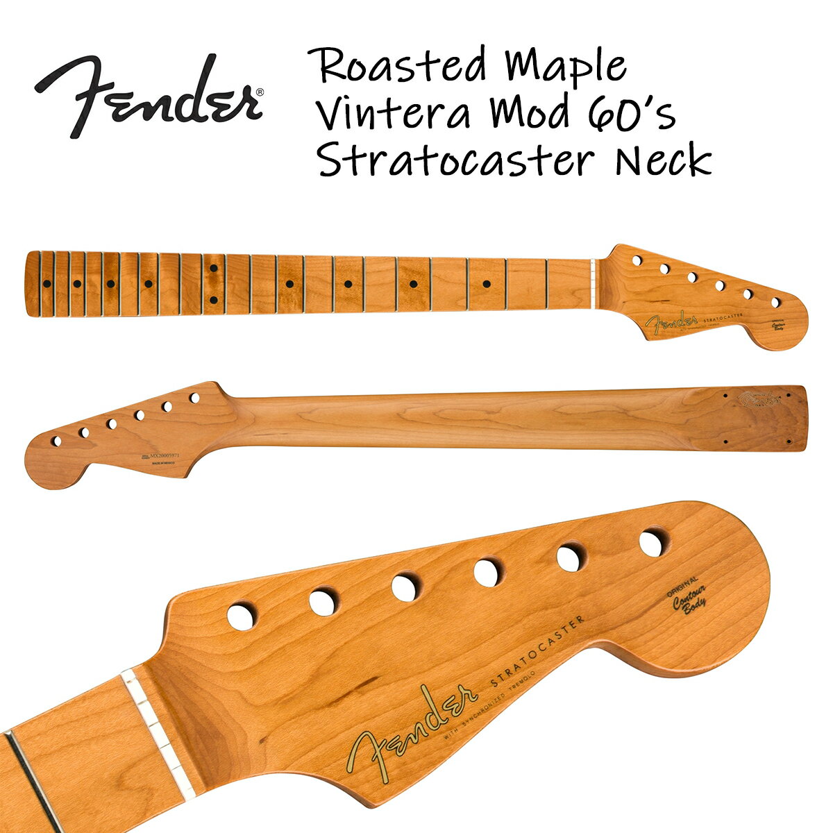 Fender Roasted Maple Vintera Mod 60 039 s Stratocaster Neck 21 Medium Jumbo Frets 9.5 C Shape 新品 フェンダー ストラトキャスター Mexico,メキシコ製 ネック ローステッドメイプル ギターパーツ