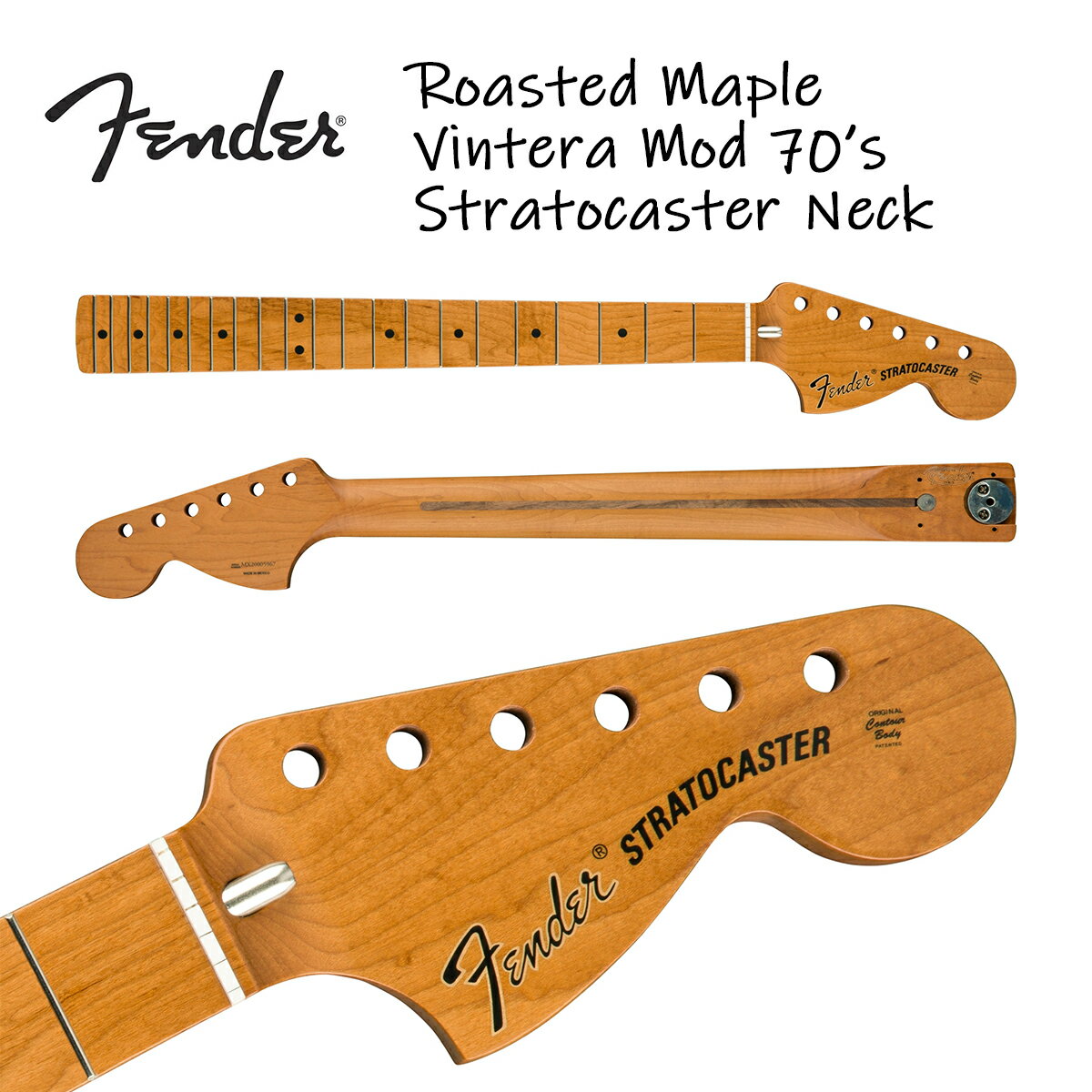 Fender Roasted Maple Vintera Mod 70s Stratocaster Neck 21 Medium Jumbo Frets 9.5