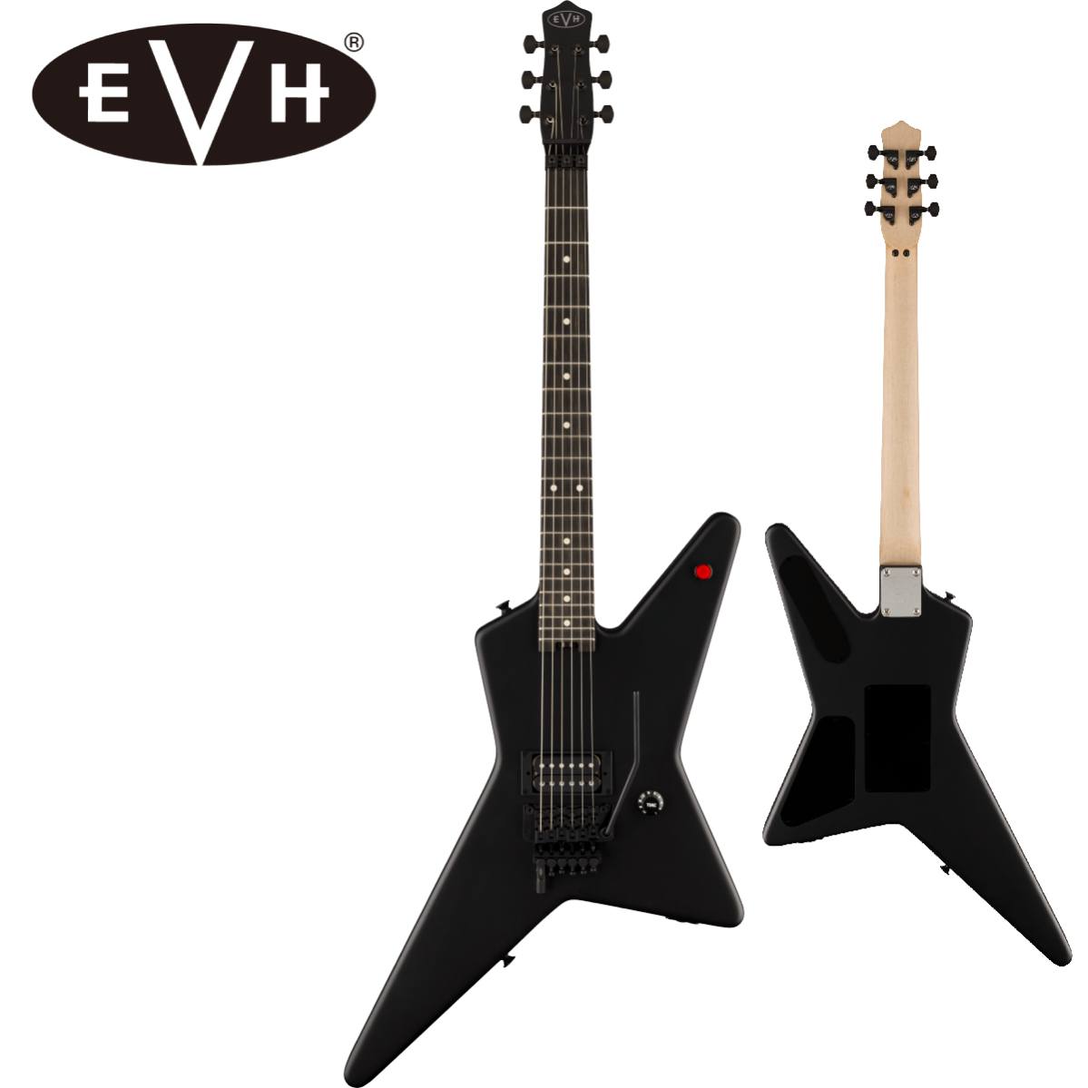 限定モデルのEVH Starは、エディ・ヴァン・ヘイレンが初期のヴァン・ヘイレン・サウンドを完成させるために使用したギターの1つを現代的にアレンジしたものです。 バスウッドボディとシングルEVH Wolfgangハムバッカーのコンビネーションにより、レゾナンス豊かなトーン、サスティン、そして滑らかなクランチサウンドを体験できます。 キルスイッチで印象的なスタッターエフェクトを演出することも可能です。快適なメイプルネックに、速弾きに理想的なコンパウンドラジアスエボニー指板を採用し、強烈なリフや軽快な単音弾きを縦横無尽に繰り広げることが可能です。 さらに、トップマウントのD Tuna付きFloyd Roseトレモロは、大きなサスティーンを生み出し、強烈なアーミングを容易に再現することができ、さらに指先ひとつの操作で簡単にドロップDチューニングへのアクセスも可能です。 EVH Limited Edition Starは、クラシックなVan Halenのヴァイブスに包まれ、極上のトーンと電光石火のプレイアビリティを提供する至宝のモデルを提供します。 【SPEC】 ヘッドストック：EVH ネック：1-Piece Bolt-On Quartersawn Maple ネックフィニッシュ：Hand-Rubbed Satin Urethane ネックシェイプ：EVH Modified "C" Backshape ネック：4-Bolt フィンガーボードラジアス：12" to 16" Compound Radius (304.8 mm to 406.4 mm) フィンガーボードの素材：Ebony ポジションインレイ：Cream Dot サイドドット フレット数：22 トラスロッド：Dual-Action with Wheel トラスロッドナット：Heel-Mounted Spoke Wheel Adjustment ナット：Floyd Rose R3 Locking ナット幅：1.69" (43 mm) ナットの素材：Floyd Rose R3 Locking ボディ：Basswood ボディフィニッシュ：Matte ボディシェイプ：Star ボディ素材：Basswood ブリッジ：EVH-Branded Floyd Rose Locking Tremolo with EVH D-Tuna BRIDGE MOUNTING：2-Point Modern TREMOLO BLOCK：Brass ピックアップカバー：Black コントロールノブ：Black Knurled with White Indicator ハードウェアフィニッシュ：Black チューニングマシーン：EVH-Branded Gotoh STRING TREES：Floyd Rose Retainer Bar ストリング：EVH Nickel Plated Steel (.009-.042 Gauges) トレモロアーム：Floyd Rose 1000 Series Locking ストラップボタン：Oversized ブリッジピックアップ：EVH Wolfgang Humbucking ピックアップコンフィギュレーション：H コントロール：Volume (500K EVH Bourns Low Friction Pot) with Treble Bleed Circuit スウィッチ：None AUXILIARY SWITCHING：Kill Switch ポテンショメーター：500k Low Friction EVH/Bourns 付属品：正規保証書、純正ギグバッグ /_/_/_/♪出荷前調整のご要望承ります♪_/_/_/_/ ギタープラネットではご注文頂いた商品は 新品中古問わず検品・調整してから出荷致します。 弦高などの細かなセッティング等、お好みに 合わせての調整も可能ですので、お気兼ねなく お申し付けくださいませ。 /_/_/_/_/_/_/_/_/_/_/_/_/_/_/_/_/_/_/_/_/_/_ お問い合わせ:03-3259-0031