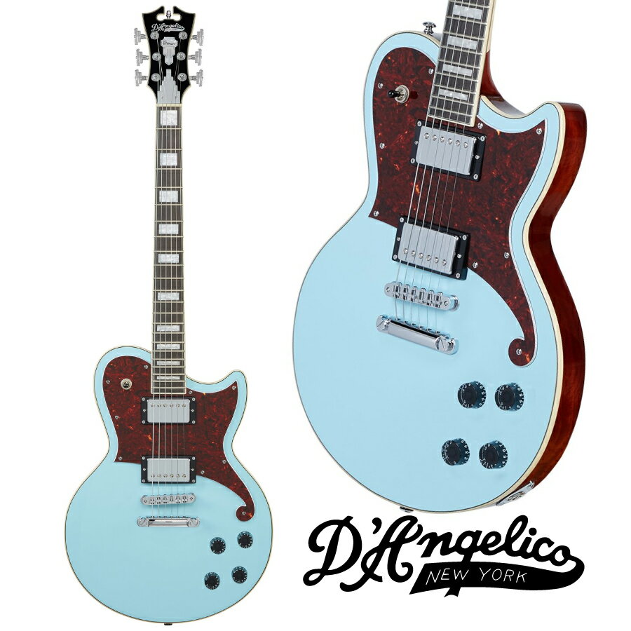 D'Angelico Premier Atlantic -Sky Blue Top Natural Mahogany Back and Sides-