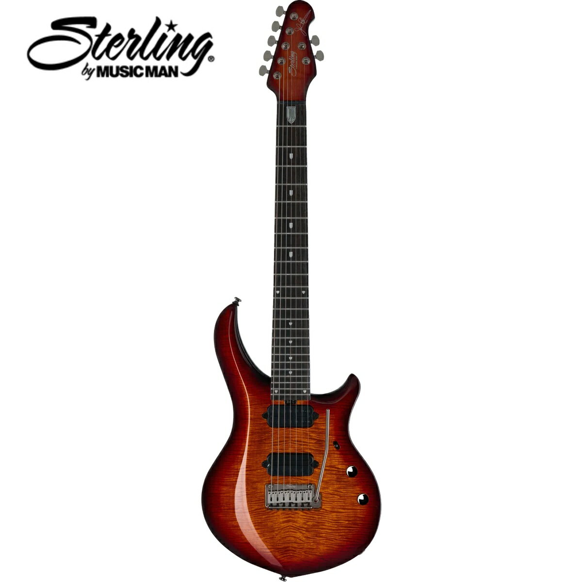 [Specifications] Body Wood Nyatoh - Flame Maple Veneer Top Scale Length 25.5" (64.8cm) Neck Radius 16" (40cm) Frets 24 Stainless Steel Frets, Medium Jumbo Profile Neck Width 1.95" (49.5mm) at Nut, 2.60" (66mm) at Last Fret Neck Wood 3-piece Nyatoh Fingerboard Ebony Fret Markers Custom JP Inlays Tuning Machines Locking Truss Rod Dual Action Neck Attachment Set-in Design Controls 1 Push/Push Volume Boost, 1 Tone Switching 3-way Toggle Pickup Selector Pickups DiMarzio LiquiFire (Neck), DiMarzio Crunch Lab(Bridge) (HH) Gig Bag Deluxe Sterling by Music Man Bag /_/_/_/♪出荷前調整のご要望承ります♪_/_/_/_/ ギタープラネットではご注文頂いた商品は 新品中古問わず検品・調整してから出荷致します。 弦高などの細かなセッティング等、お好みに 合わせての調整も可能ですので、お気兼ねなく お申し付けくださいませ。 /_/_/_/_/_/_/_/_/_/_/_/_/_/_/_/_/_/_/_/_/_/_ ※当商品は通信販売に限りご用意が可能でございます。実店舗での実機確認・試奏はお受け出来ませんので予めご了承ください。 ※掲載画像はサンプルになります。実際にお届けする商品とは色味や木目が異なる場合がございますのでご了承ください。 お問い合わせ:03-3259-0031　