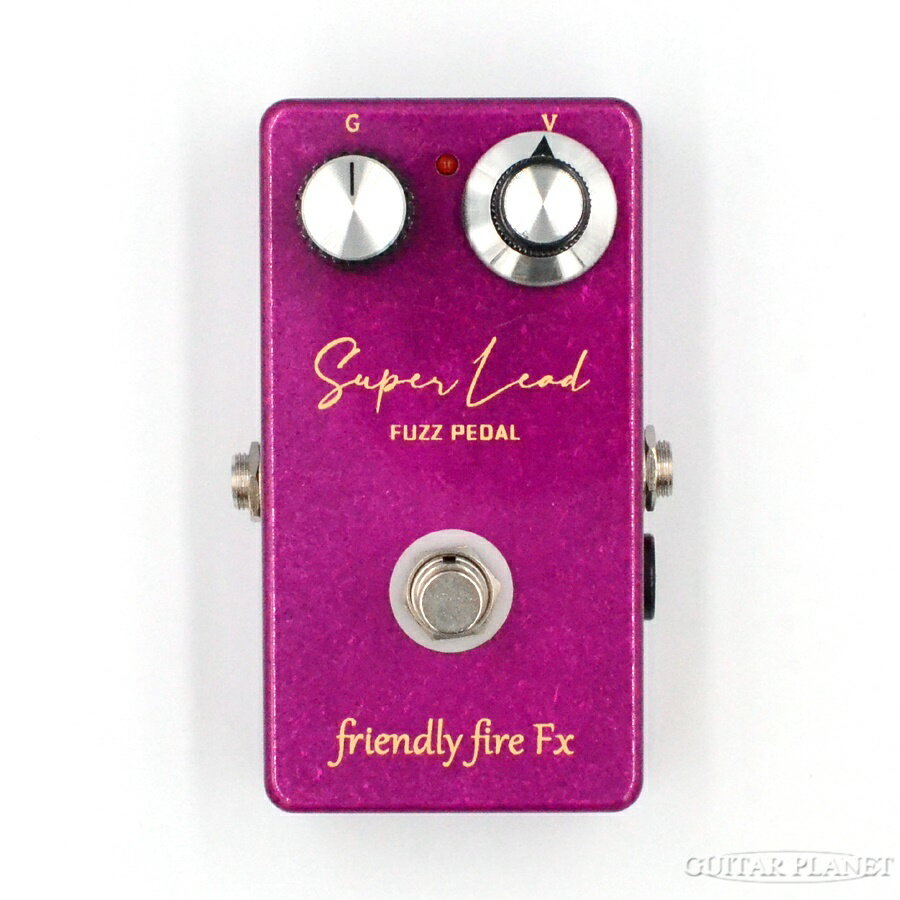 friendly fire Fx Super Lead Fuzz Pedal Super Lead Fuzz Pedalはfriendly fire Fxの第一弾製品であり、 エレクトリックギターのリードプレイにおいて 真空管アンプのゲインプッシュを主目的としたファズペダルです。 演奏表現に対するリニアな追従性とロングサスティン、 ハイフレットポジションにおけるチョーキングプレイに 伴う独特の艶のある鳴きにこだわって作られました。 一般的な9V電池、またはセンターマイナスの 9V電源アダプターがお使い頂けます。 製品の特性上相応のノイズが発生します。 電源アダプターから混入する電源ノイズが気になる場合は、 電池でご使用頂く方がノイズが減るケースがあります。 friendly fire Fx friendly fire Fxは岸田教団&THE明星ロケッツ リードギタリストhayapiによるエフェクターブランドです。 自身がレコーディング・ライブにおいて使用する為のエフェクターの 設計からスタートしており、リードギタリストの 創造的な演奏表現への寄与を目的としております。 製品はすべてハンドメイドで作られており、 プリントや塗装などに個体差があります。 お問い合わせフリーダイヤル:0120-37-9630　