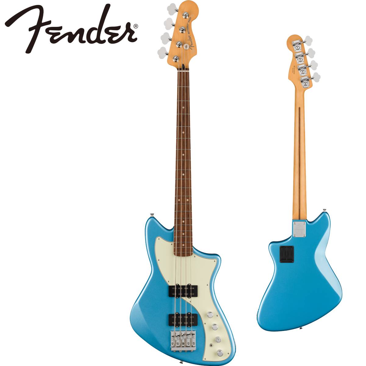 革新的なフェンダーデザインとプレイヤーファーストで設計された機能性、それらを融合して斬新な仕上がりで生み出されたPlayer Plus Meteora Bassは、優れたプレイアビリティと唯一無二のスタイルを兼ね備えています。 搭載されたFireball Bass Humbuckingピックアップにより、メリハリのあるパンチとうねるような低音を鳴らすことができます。3バンドアクティブEQは、 切り替え可能なアクティブ/パッシブ操作で正確なトーンを提供し、究極の柔軟性を備えています。 シルキーなサテン仕様のモダン「C」ネックは12インチラジアスで、しっかりと手にフィットし、ロール加工されたエッジがこの上なく快適なプライアビリティを提供します。 高い安定性を誇るHiMassブリッジは、豊かなサステインと鳴りをもたらし、完璧なイントネーションを提供します。 定番のフェンダースタイル、高度な機能と見事なまでの新仕様で、Player Plus Meteora Bassはあなたの創造性を刺激し、他とは一線を画す画期的なギアです。 ボディ : Alder ボディフィニッシュ : Gloss Polyester ボディ素材 : Alder ボディシェイプ : Meteora Fingerboard Material : Maple フィンガーボードラジアス : 12" (305 mm) ネックフィニッシュ : Satin Urethane with Gloss Urethane Headstock Face ネック : Maple ネックシェイプ : Modern "C" フレット数 : 20 ナットの素材 : Synthetic Bone ナット幅 : 1.5" (38.1 mm) ポジションインレイ : Black Dot サイドドット : ナット : Synthetic Bone トラスロッド : Single Action, Head Adjust ブリッジ : 4-Saddle Adjustable HiMass コントロールノブ : Knurled Flat-Top ハードウェアフィニッシュ : Nickel/Chrome Neck Plate : 4-Bolt ピックガード : 3-Ply Mint Green Pickup Covers : Black Strap Buttons : Vintage-Style ストリング : Fender USA 7250M Nickel Plated Steel (.045-.105 Gauges), PN 0737250406 チューニングマシーン : Standard Open-Gear ブリッジピックアップ : Fireball Bass Humbucking コントロール : Master Volume, Pan Pot (Pickup Selector), Treble Boost/Cut, Midrange Boost/Cut, Bass Boost/Cut, Active/Passive Mini Toggle ミドルピックアップ : Fireball Bass Humbucking ピックアップコンフィギュレーション : HH Special Electronics : Active/Passive Mini-Toggle Switch Switching : Pan Pot 付属品：純正ソフトケース、正規保証書 お問い合わせフリーダイヤル:0120-37-9630　