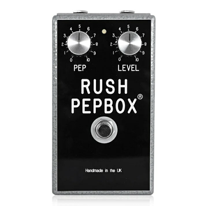 Rush Pepbox 2.0は、唯一の本物と公認された、伝説の“RUSH PEPBOX”の後継機です。 1965年、Pepe RushがオリジナルPEPBOXを制作して以来、多くのアーティストが使用してきました。 その独特のサウンドを現代にマッチさせるために作られたのが、Rush Pepbox 2.0です。 ●特徴 ・シルバーハンマーライトフィニッシュのスチール製筐体 ・オリジナルより少しコンパクトで、ペダルボードにフィット ・黒地に白のラベル ・スタンダードなセンターマイナスDC9Vアダプターで動作 ・オリジナル同様、9V電池でも動作 ・トップマウントジャック ・スタンダードな位置で操作性を高めたPEP、LEVELコントロール ・オリジナルRUSH PEPBOXと同じゲルマニウム回路で、オリジナルサウンドを再現 ・ON/OFFを示すLED ・トゥルーバイパスフットスイッチ Rush Pepbox 2.0には希少なNOSゲルマニウムトランジスタを使用し、オリジナルのプリント基板に構築され、オリジナル筐体に収められています。 ●オリジナルRUSH PEPBOXについて　──Pepe Rush このデザインのアイディアは、60年代半ばにロンドン、ソーホーの工場で最大規模のグループ向けに低音と拡声装置を製造していたときに思いつきました。 1965年頃、ある大きなグループのギタリストが、“歪んだサウンドのギターを使ったアメリカの録音が素晴らしい音だった”と言いました。 私はそれについて考え、数日後にRUSH PEPBOXになるもののデザインを思いつきました。 ゲルマニウムトランジスタを使用してプロトタイプを作成し、同じく作成中のアンプに通して試してみましたが、たしかに歪んだ音が聞こえました。 PEPBOXは人気となり、かなりの数を販売しました。The Beatles、The Shadowsなどの大きなグループがPEPBOXを所有していて、多くのレコーディングで使用されました。 アビーロードスタジオには、オリジナルPEPBOXを持つジョン・レノンの写真があります。 【RUSHAMPS】 RUSHAMPSは、唯一の“本物”として公認されている伝説のRUSH PEPBOXを制作しています。 1965年、ロンドンにてPepe Rushが開発した“RUSH PEPBOX”は、The Beatles、Shadows、Animalsなど、60年代の多くのアーティストが使用しました。 Pepe Rushは2018年に亡くなりましたが、娘のLucyがその跡を継ぎ、本物であり、現代のPEPPOXを制作し続けています。 お問い合わせダイヤル:03-3259-0031　